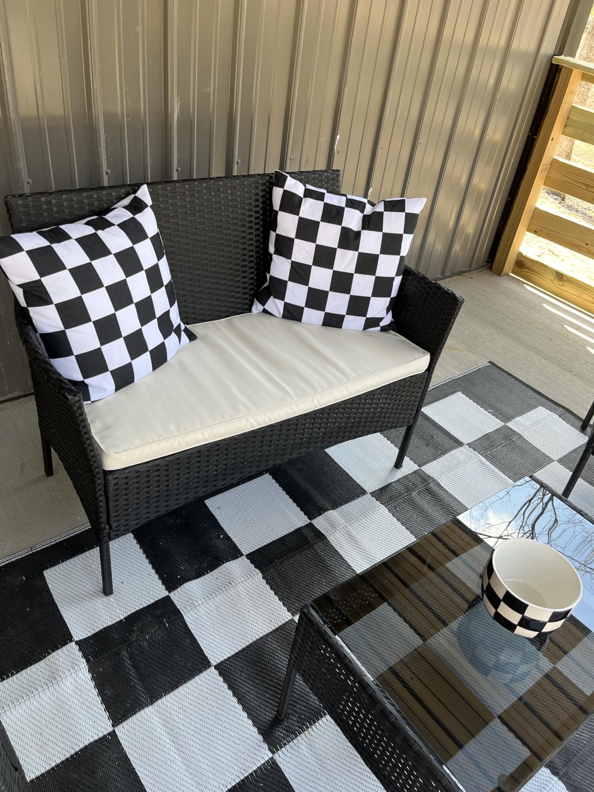 FDW | 4-Piece Patio Furniture Set | Black | Outdoor Wicker Furniture with Coffee Table | Modern Rattan Chairs Conversation Set | Outdoor Seating | Weather-Resistant | for Porch, Garden, Lawn customer photo 2
