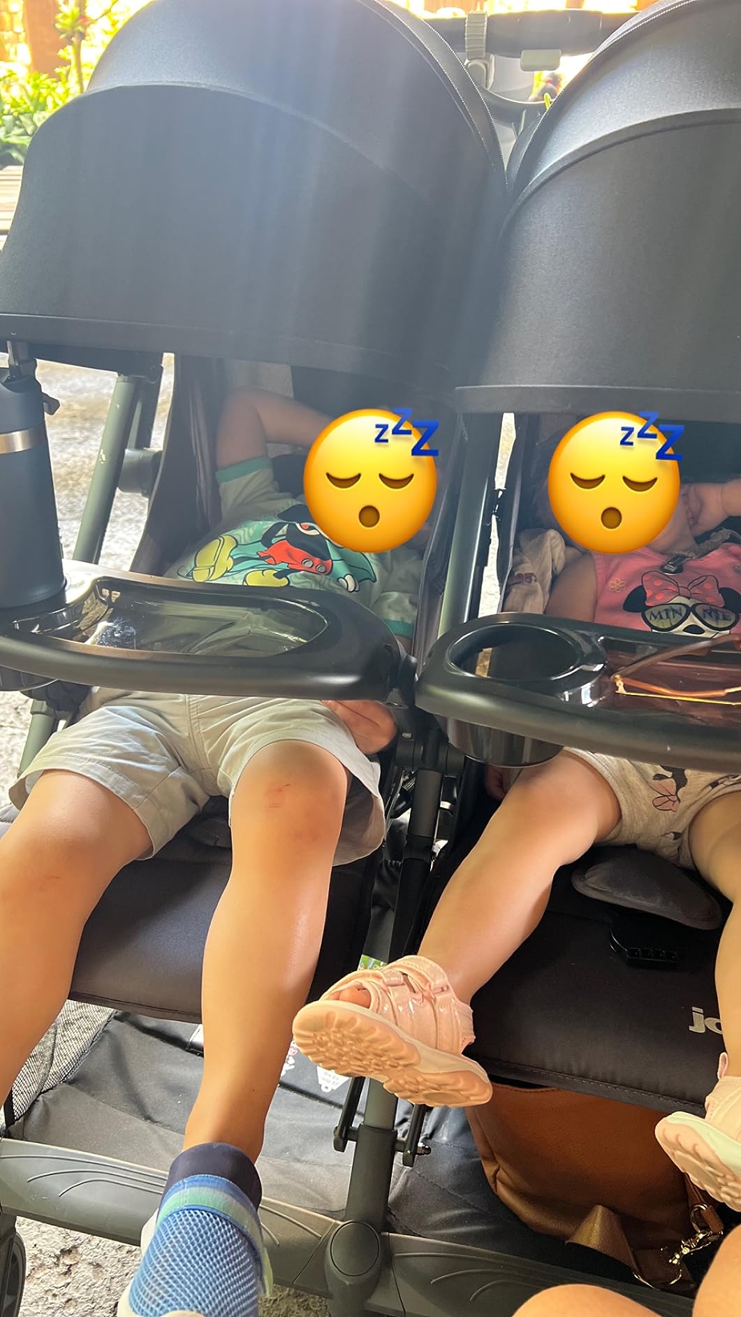 Joovy Kooper X2 Side-by-Side Double Stroller Featuring Dual Snack Trays, One-Handed Fold, Multi-Position Reclining Seats, Adjustable Leg Rests, and 2 Zippered Pockets for Storage, Forged Iron customer photo 2