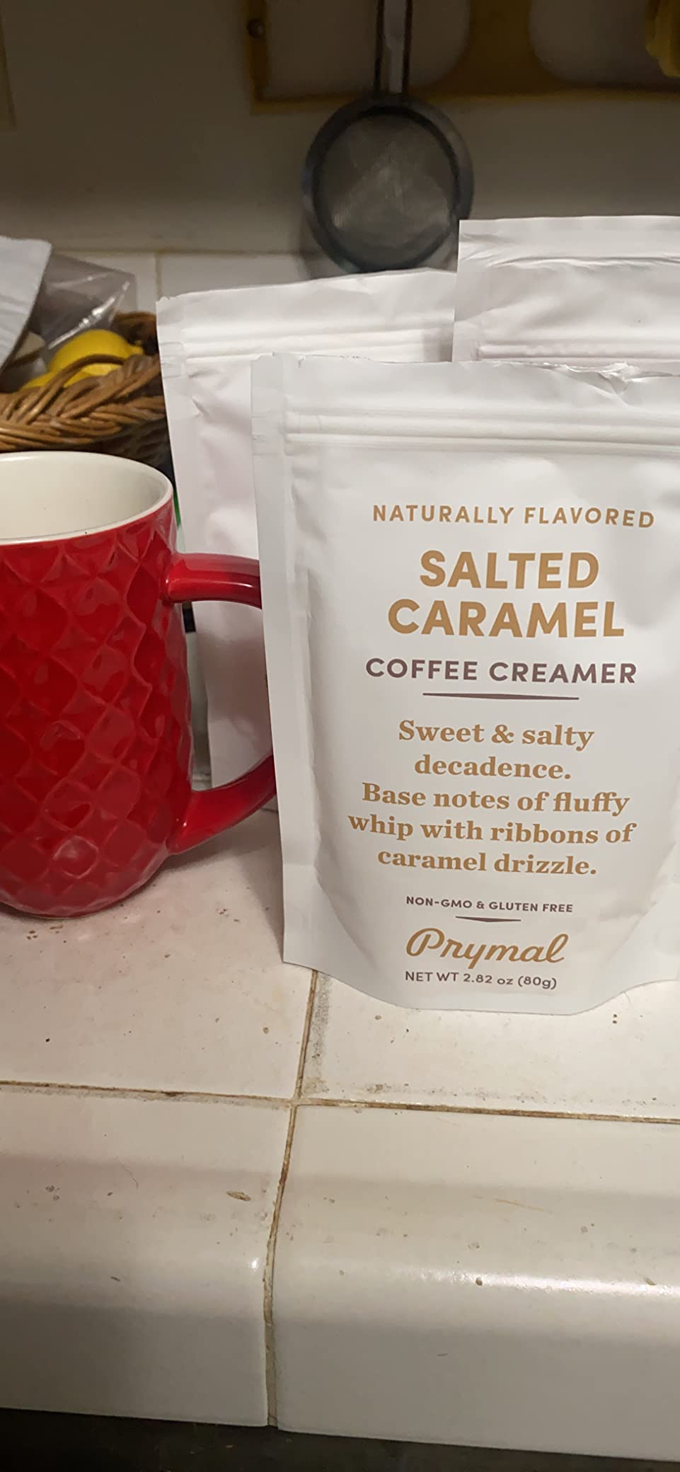 PRYMAL Salted Caramel Coffee Creamer - Keto, Sugar Free, Non Dairy, Low Carb - Non Refrigerated Powder with MCT oil (11.3oz Bag) customer photo 2