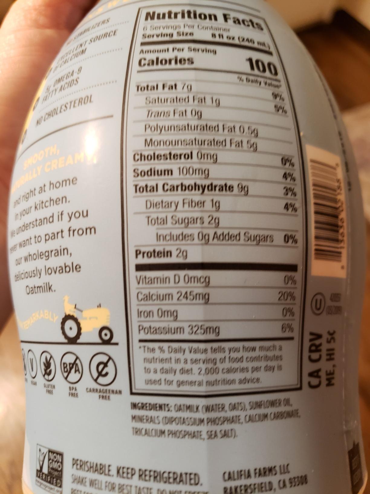 Califia Farms Extra Creamy Oat Milk, 48 Oz, Dairy Free, Plant Based, Vegan, Gluten Free, Non GMO customer photo 1