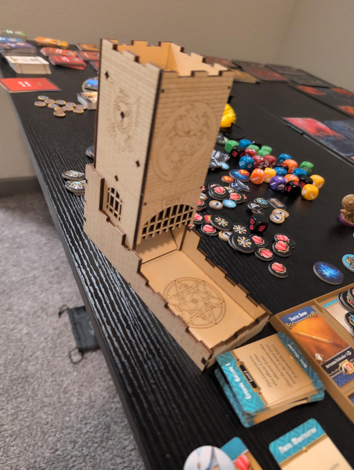 CZYY Castle Dice Tower with Tray Wood Laser Cut Dragon Carving Easy Roller Perfect for Board Game, D&D and RPG customer photo 1