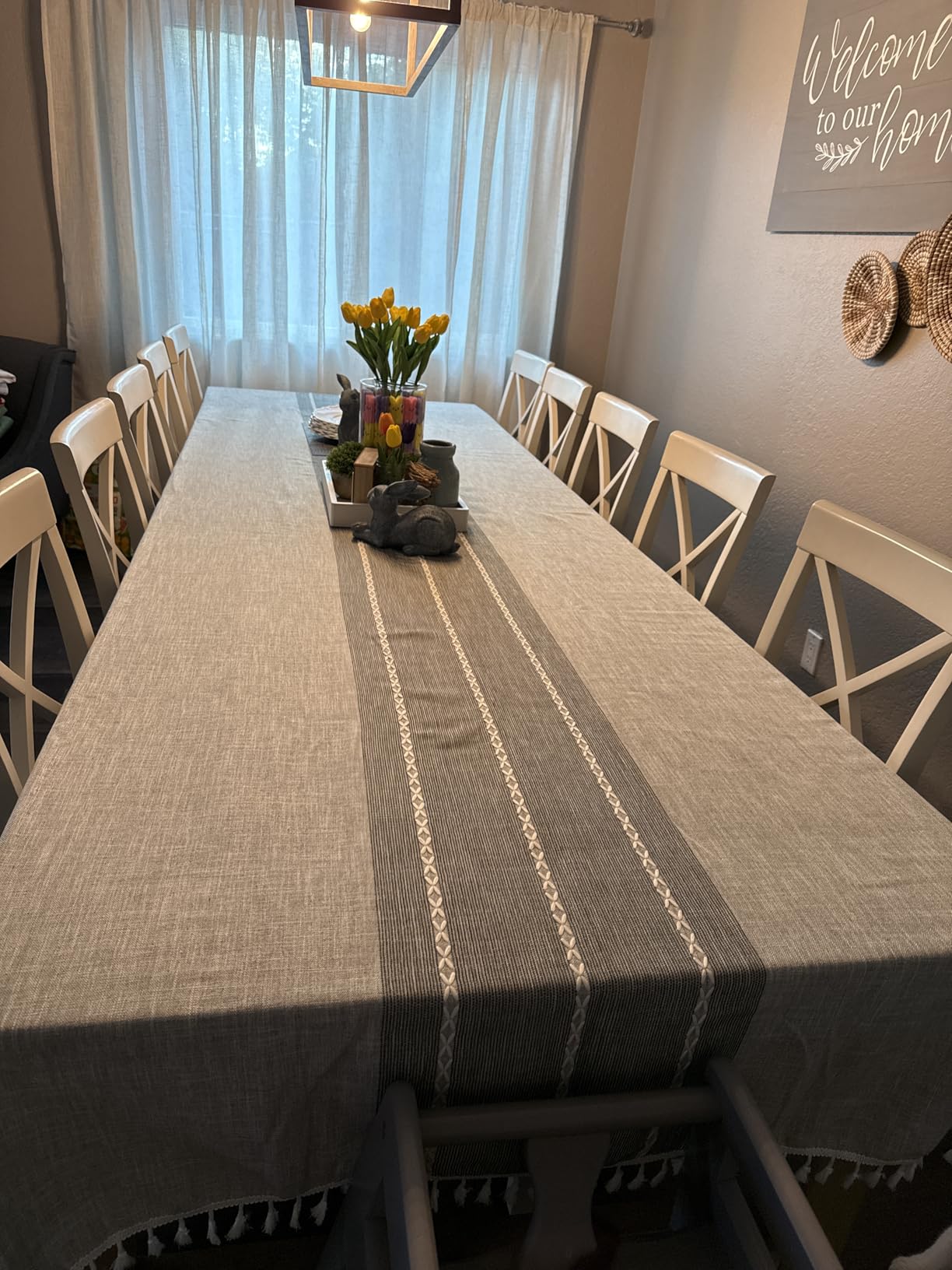 Deep Dream Tablecloths, 55 x 86 Inch Waterproof Table Cloth, Linens Wrinkle Free Anti-Fading, Rustic Table Cover Decoration for Kitchen Dinning Christmas (Rectangle/Oblong,6-8 Seats, Light Coffee) customer photo 1