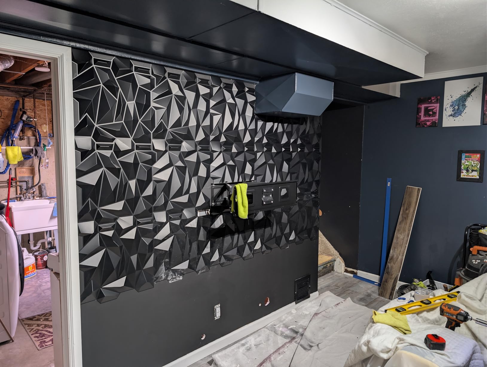 Art3d Navy Blue 3D Wall Panel PVC Slim Wave Covers 32 Sqft, for Interior Wall Decor customer photo 2