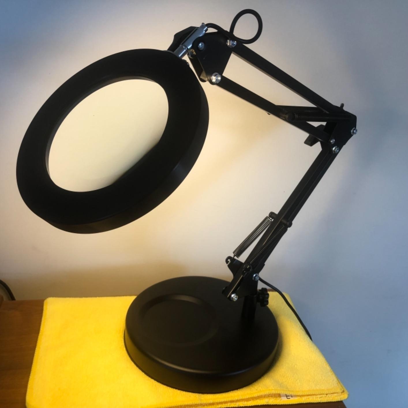 KIRKAS 10X Magnifying Glass with Light and Stand, 2-in-1 Stepless Dimmable LED Desk Lamp with Clamp, 3 Color Modes Lighted Magnifier Swivel Arm Light customer photo 2