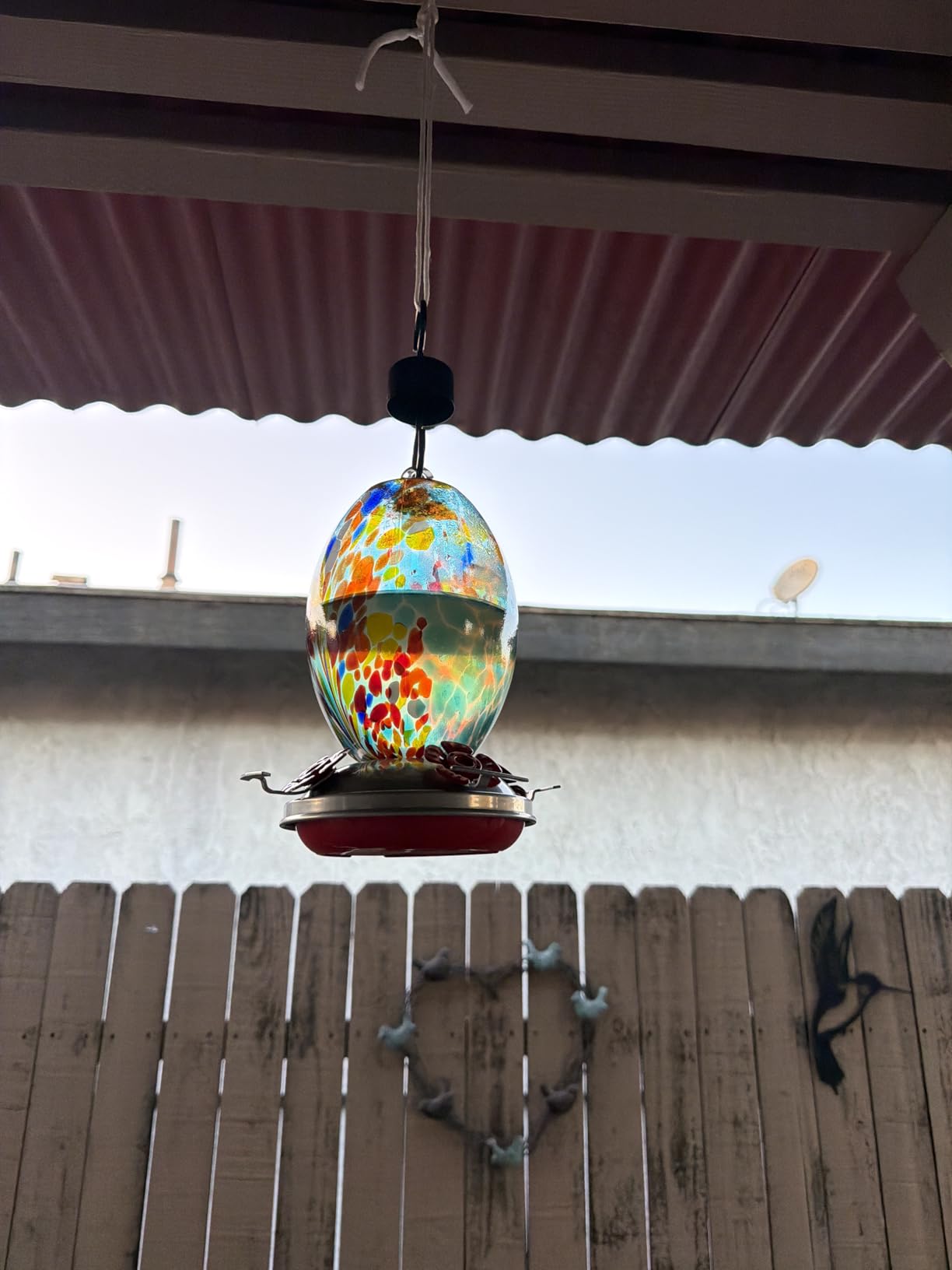 Muse Garden Glass Humming Bird Feeders for Outdoors - 27OZ Blown Glass Hummingbird Feeder - Unique Gift Mom Women, Outdoors Hanging Garden Decor, Includes Ant Moat & Brush, Blue Fireworks customer photo 2