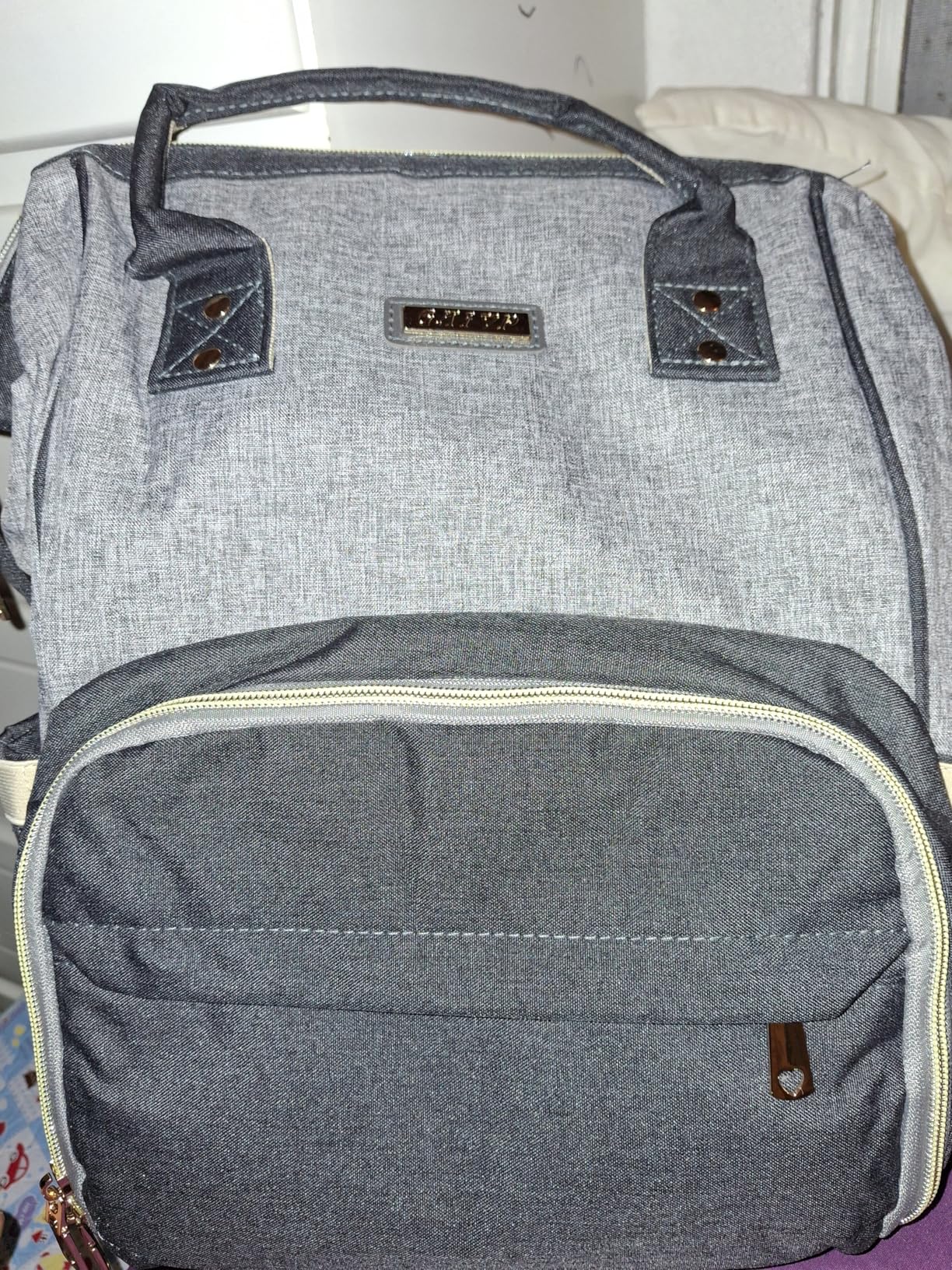 GAIVP Diaper Bag Backpack for Women, Baby Bags for Girls,Diaper Bag with Changing Pad, and Insulated Pockets (Dark Grey +Light Grey) customer photo 2