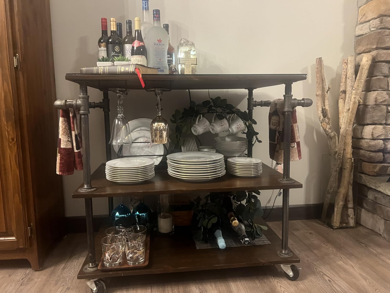 Coffee Cup Holder Stand - Wrought Iron Mug Rack and Dishes Organizer - Drainer Storage Drying Rack for Counter, Cabinet, Table, Kitchen, Restaurant, Office (Black B) customer photo 1