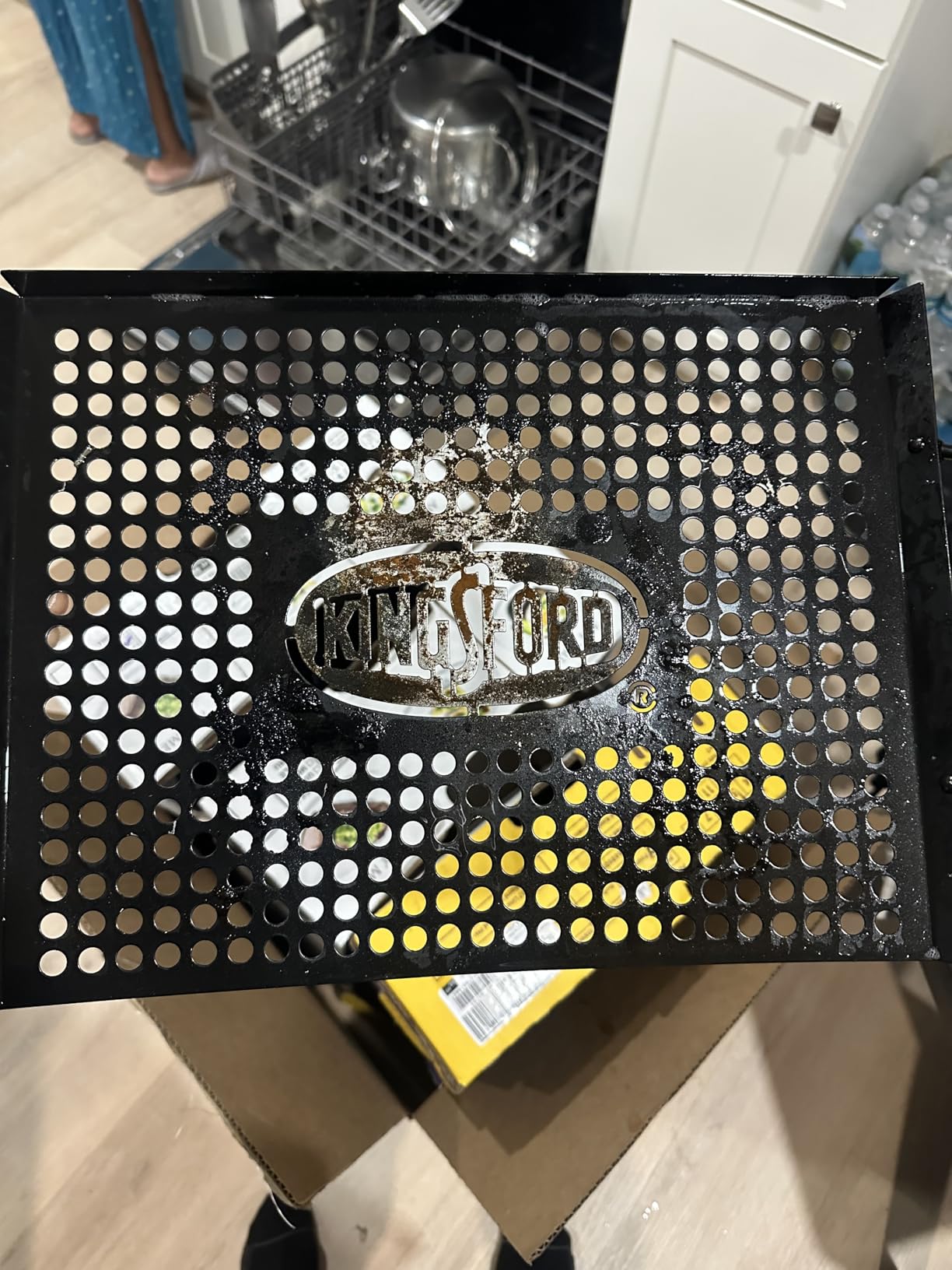 Kingsford Non-Stick Grill Topper Pan, Heavy Duty Carbon Steel BBQ Grilling Tray with Handles, Perforated Surface Helps Keep Small Foods from Falling Through Grates, 15.55 x 11.05 Inch customer photo 2
