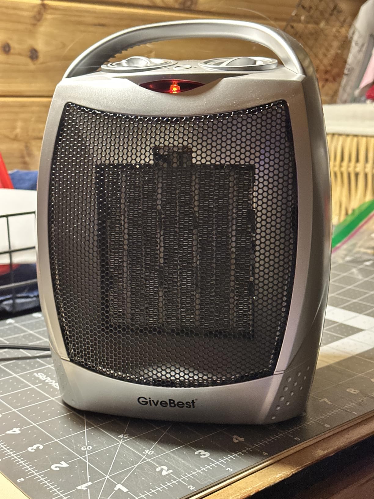 GiveBest Portable Electric Space Heater with Thermostat, 1500W/750W Safe and Quiet Ceramic Heater Fan, Heat Up 200 Square Feet for Office Room Desk Indoor Use customer photo 2