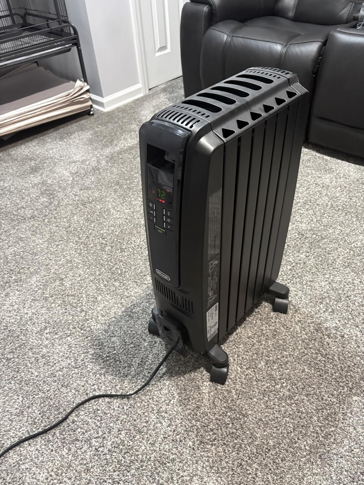 DeLonghi Dragon Digital Oil Filled Radiator Heater, 1500W Electric Space Heater for indoor use, programmable timer, Energy Saving, full room heater with safety features TRD40615EBK, 16