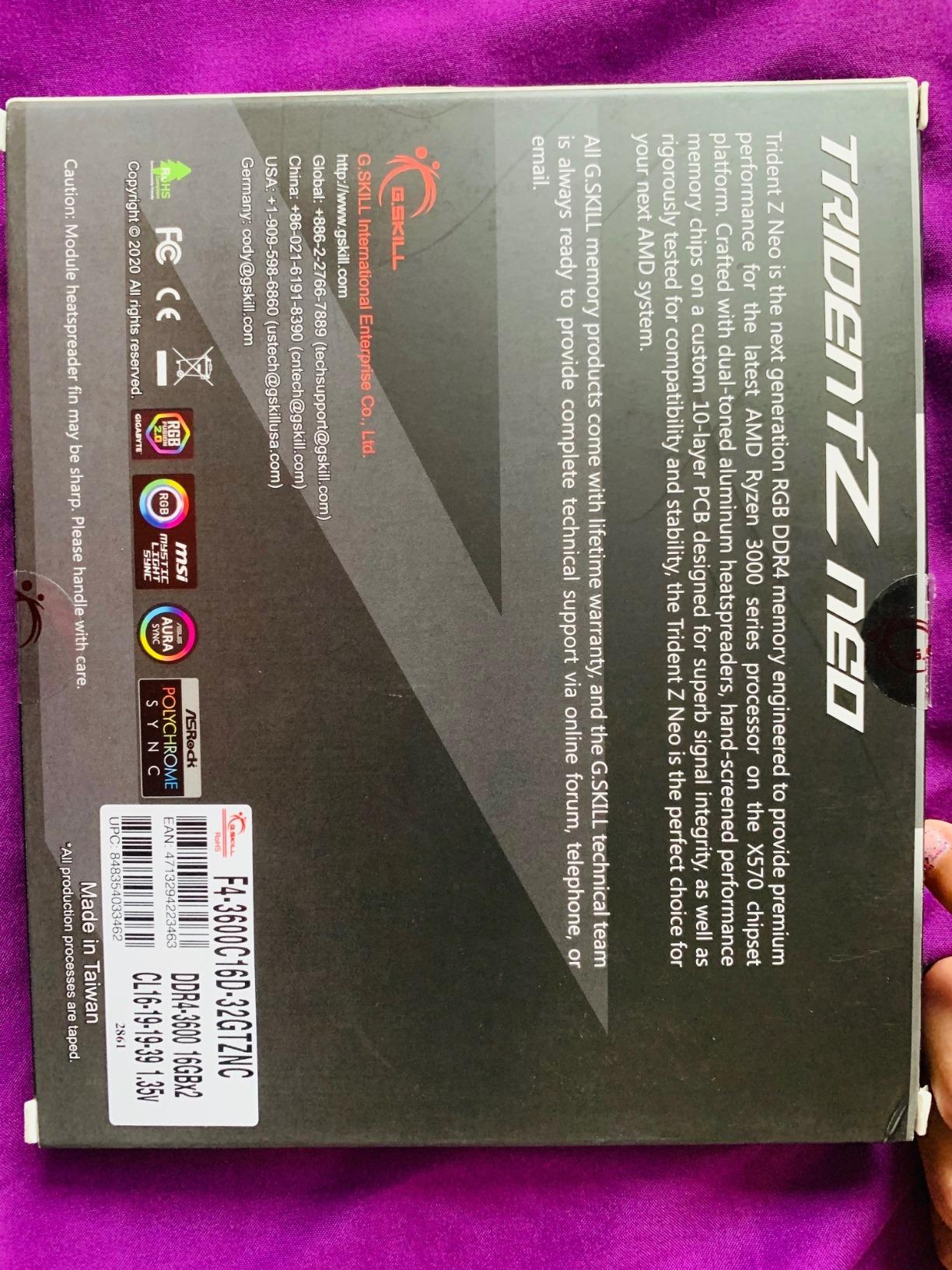 G.SKILL Trident Z Neo Series DDR4 RAM (XMP) 32GB (2x16GB) 3600MT/s CL16-19-19-39 1.35V Intel AMD Desktop Computer Memory U-DIMM (F4-3600C16D-32GTZNC) customer photo 1