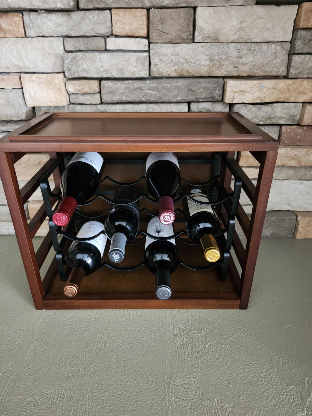 Amazon Basics Tabletop Stackable 4-Bottle Metal Wine Rack, Wine Storage, Space Saving, No Assembly Required customer photo 1