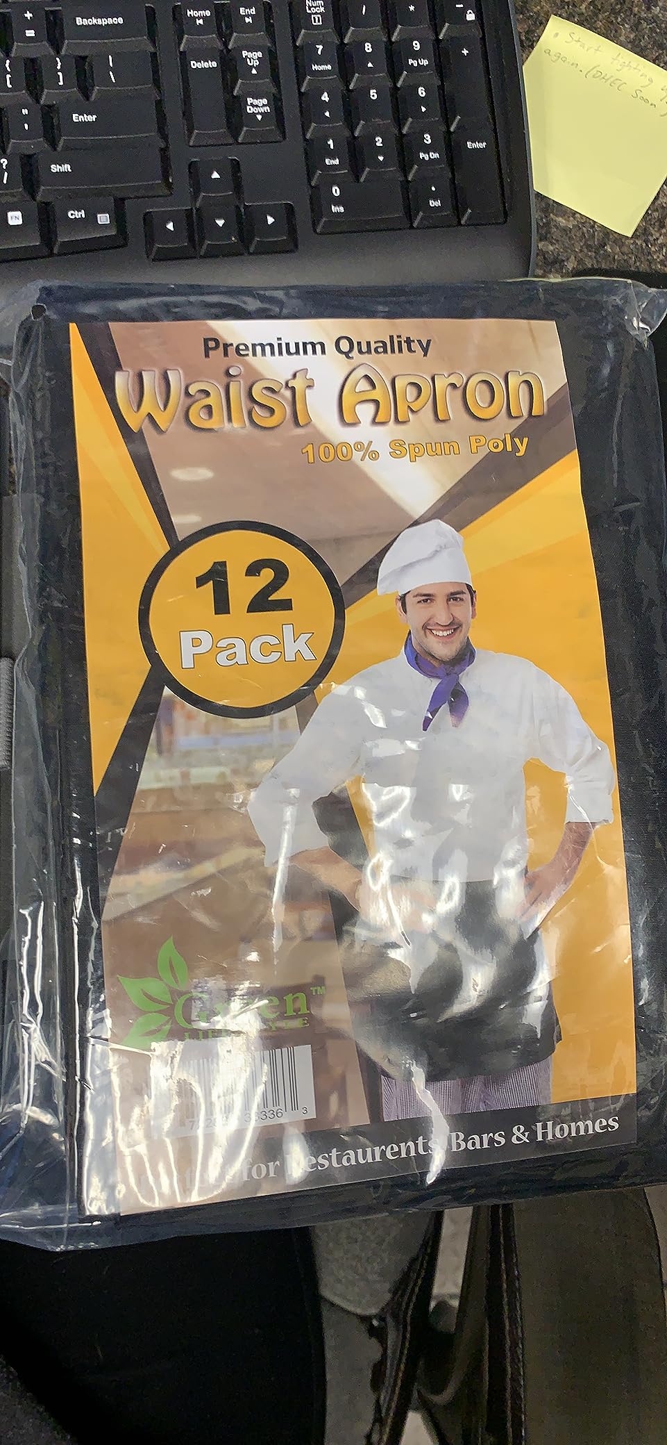 GREEN LIFESTYLE Server Aprons with 3 Pockets - Waist Apron, Waitress Apron for Women and Man, Water Resistant with Long Waist Strap Reinforced Seams, Half Apron (12 Pack - Black) customer photo 2