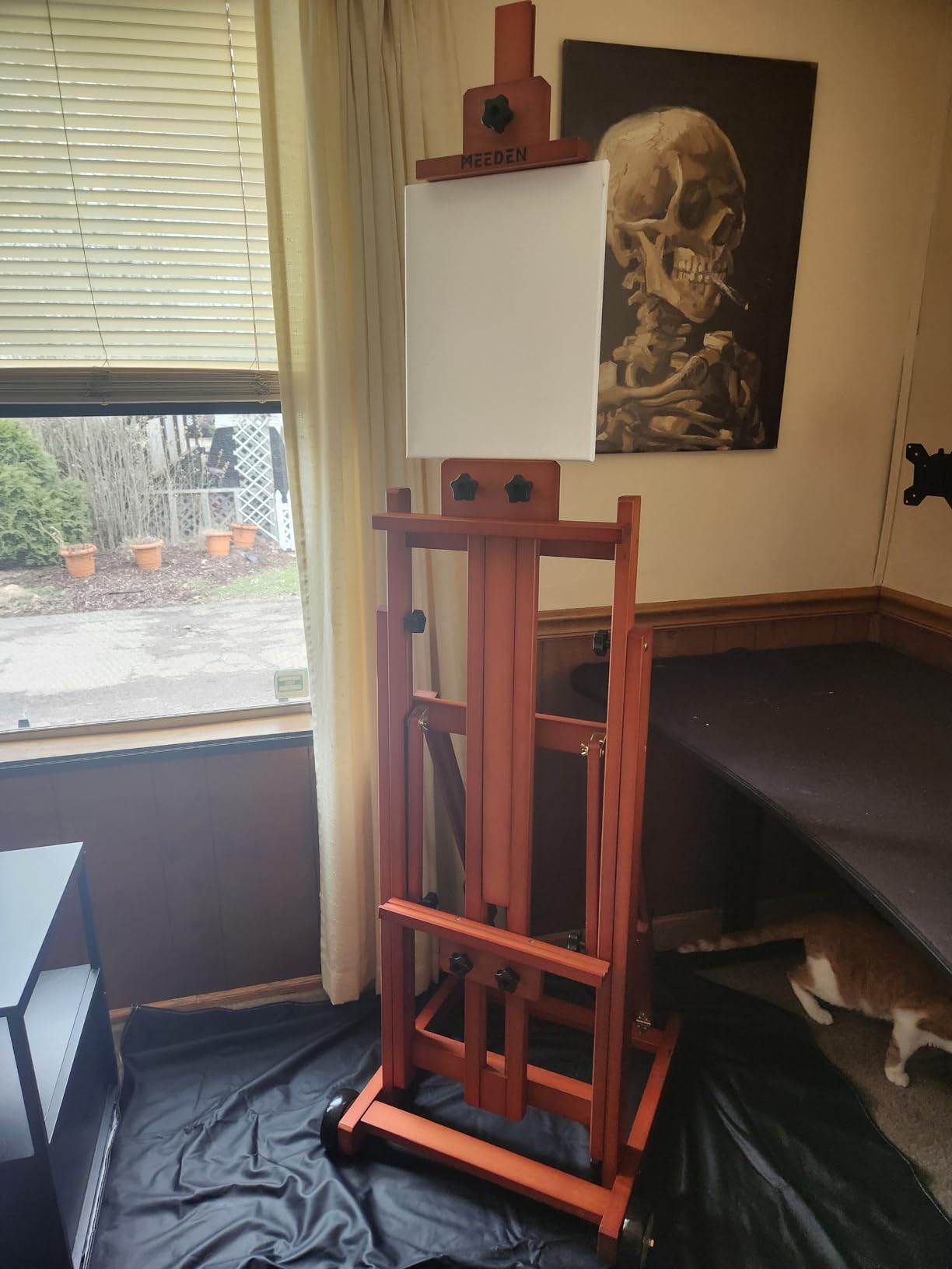 MEEDEN Multi-Function Studio Easel, H-Frame Easel, Painting Easel for Adults, Artist Easel, Floor Easel, Solid Beech Wooden Easels w/Front Wheels, Holds Canvas Art up to 77