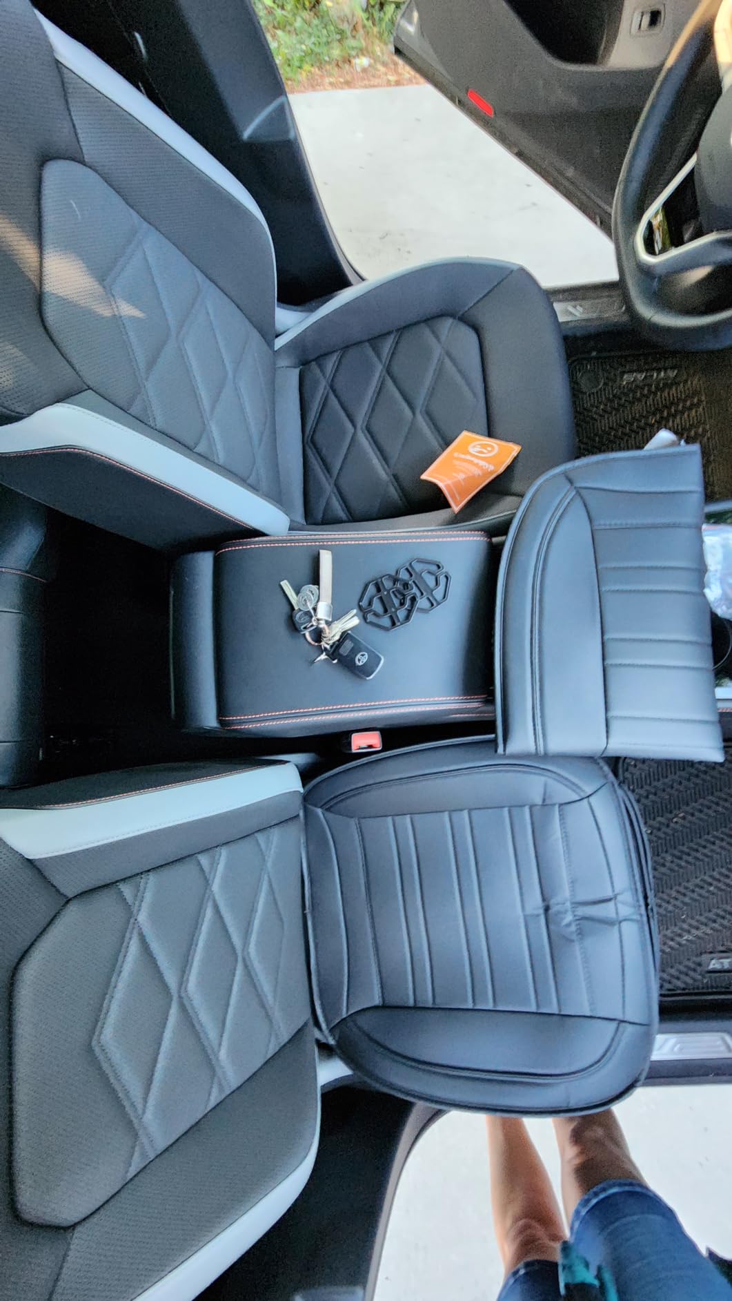 Motor Trend Seat Covers for Cars Trucks SUV, Faux Leather 2-Pack Black Padded with Storage Pockets, Premium Interior Car Seat Cover customer photo 2