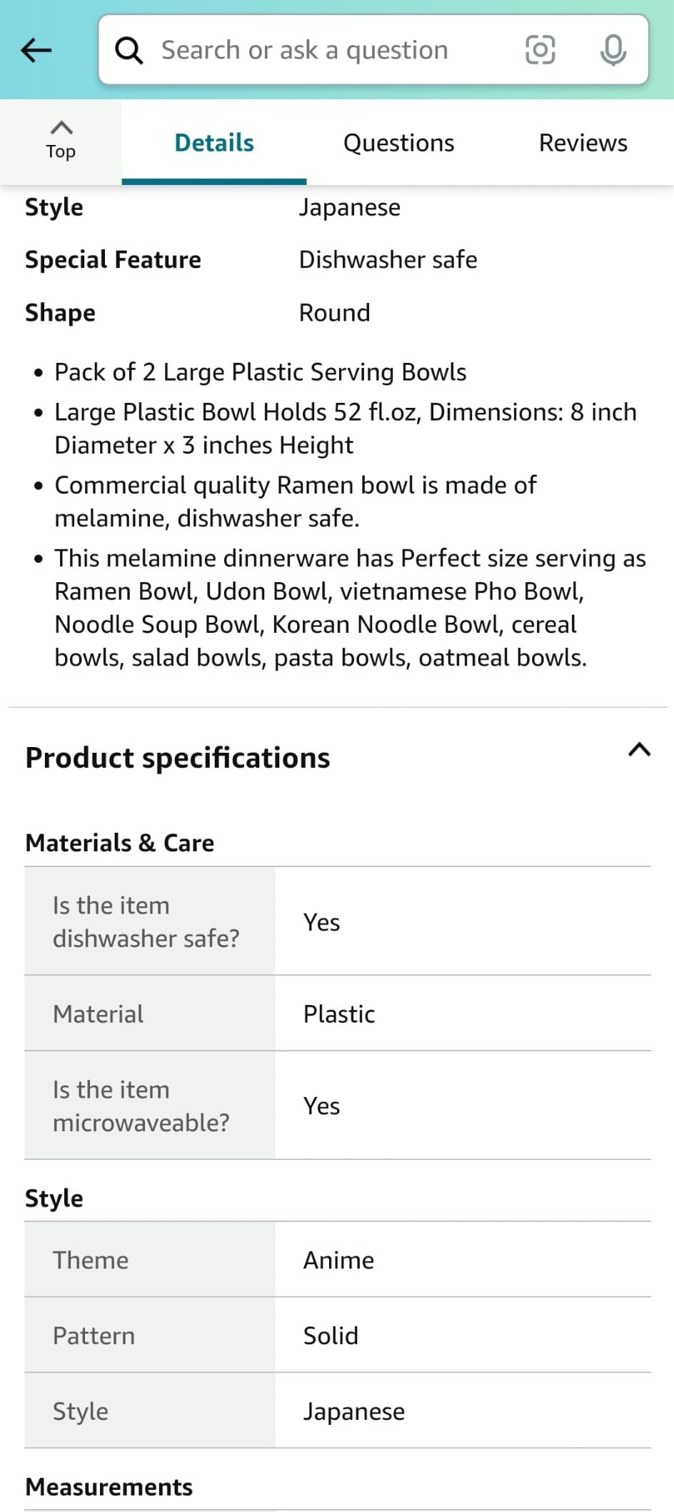 JapanBargain Pack of 2 Large Japanese Ramen Soup Bowls 52 oz, Black and Red Melamine Noodle Bowls for Udon Pho Pasta Salad Cereal, Durable Dishwasher Safe Plastic Bowls for Home or Restaurant Use customer photo 2