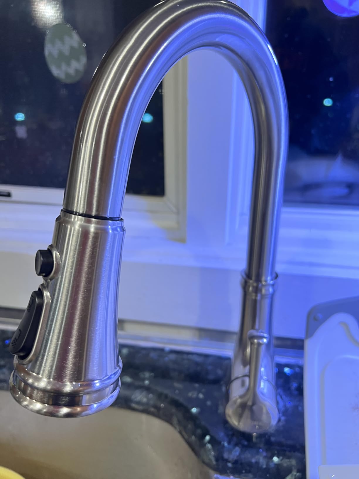WEWE Vintage Kitchen Faucet with Pull Down Sprayer, Stainless Steel 1 or 3 Hole High Arc Single Handle Antique Sink Faucet customer photo 2