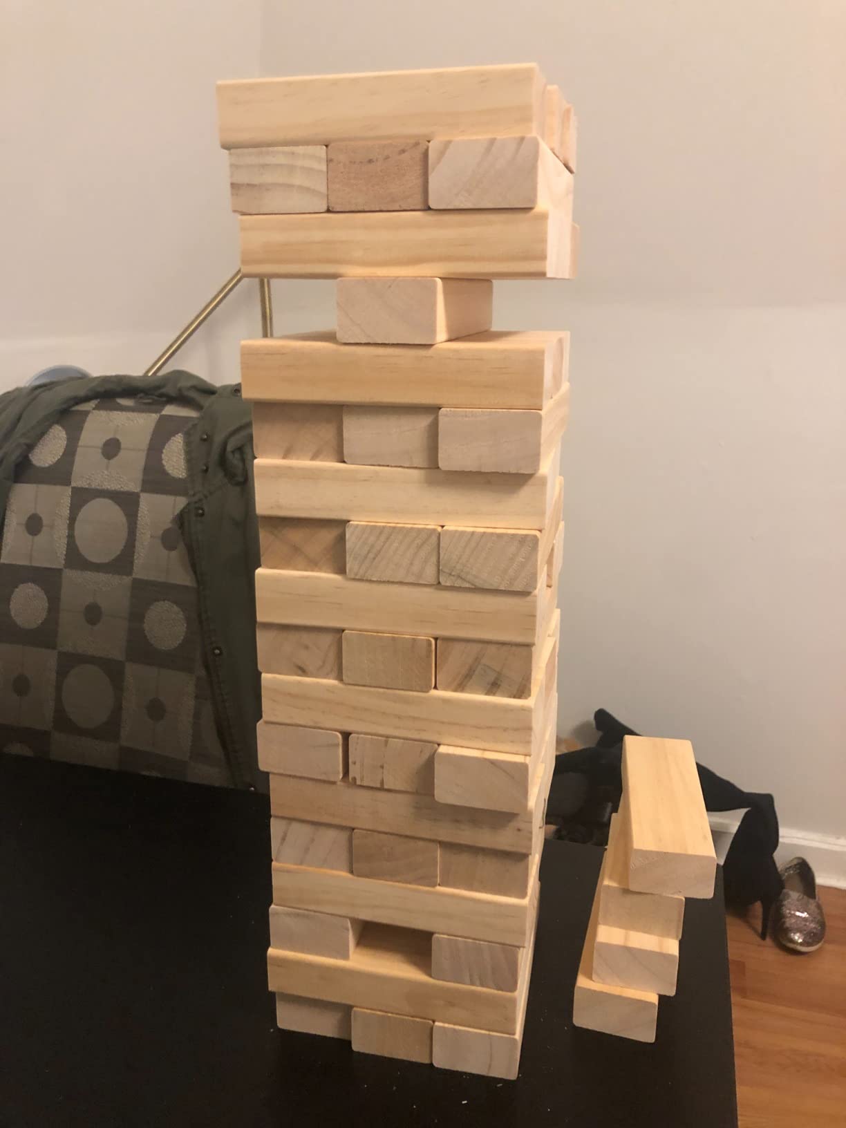 ApudArmis Giant Tumble Tower (Stack from 2Ft to Over 4.2Ft), 54 PCS Pine Wooden Stacking Timber Game customer photo 2