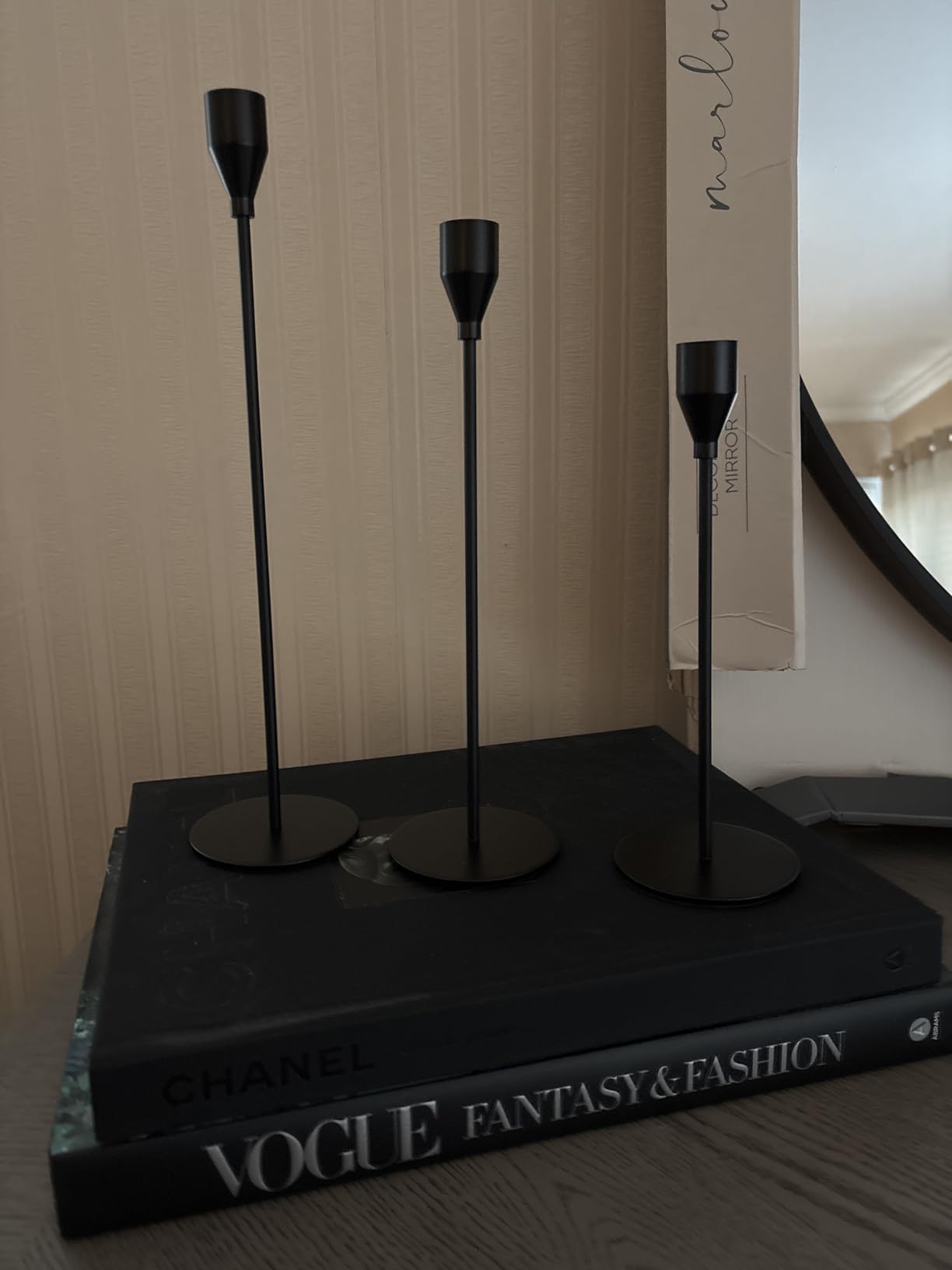 Matte Black Candle Holders Set of 3 for Taper Candles, Decorative Candlestick Holder for Wedding, Dining, Party (Metal Candle Stand) customer photo 2