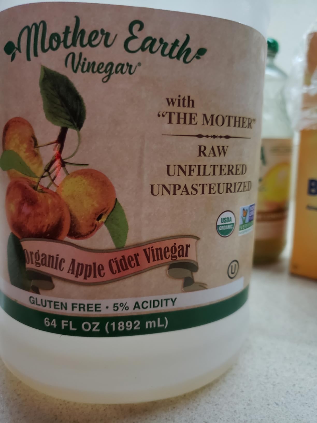 Mother Earth, Organic Apple Cider Vinegar with The Mother, Half Gallon, Fresh Pressed Organic Apples customer photo 2