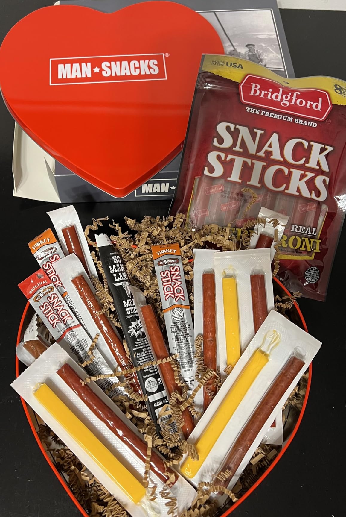 ManSnacks Jerky Gift Basket for Men | Variety of Beef Jerky, Beef Sticks, Turkey Sticks, Sausage Bites, Cheese Sticks, in a Manly Gift Box customer photo 1