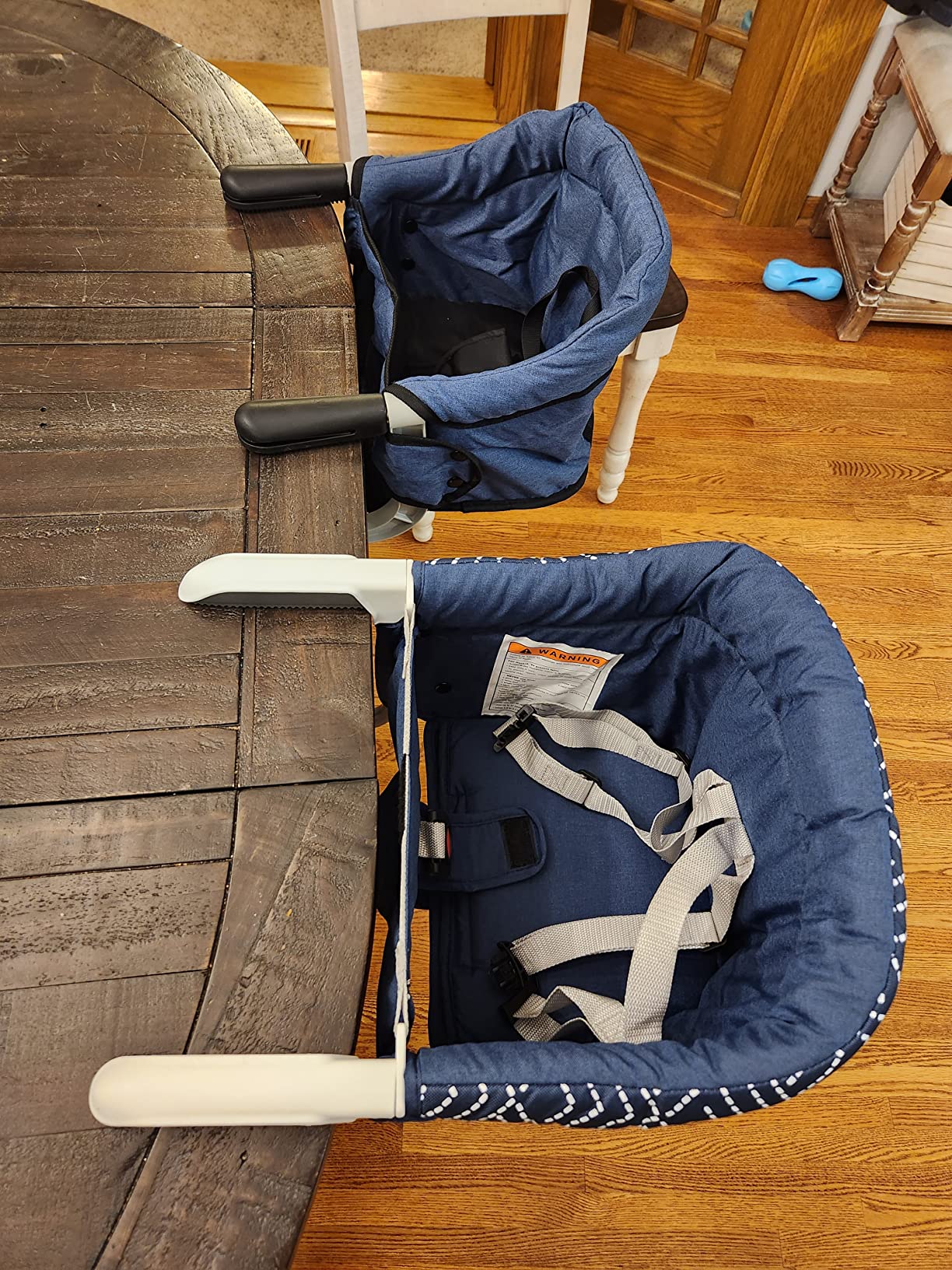 MTWML Hook On High Chair with Tray,Portable Baby High Chair that Attaches to Table,Clip On Fast Table Seat for Babies and Toddlers.Baby Feeding Seat for Dining Tables and Counter(Stripe-Black) customer photo 2