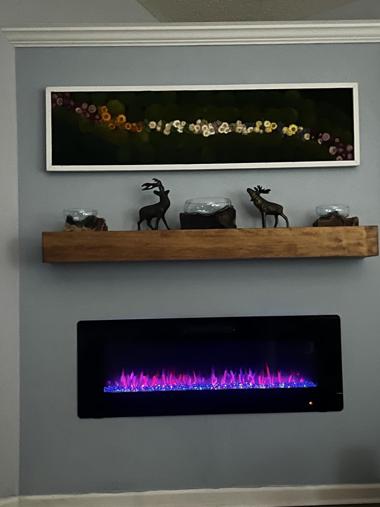 Xbeauty 50 inch Wall Mounted Recessed Electric Fireplace Insert, Ultra-Thin Lightweight LED Flush Mount Linear Fireplace Heater, Fit 2x4&2x6 Stud w/Touch Screen, Remote Control, 750W-1500W, Black customer photo 1