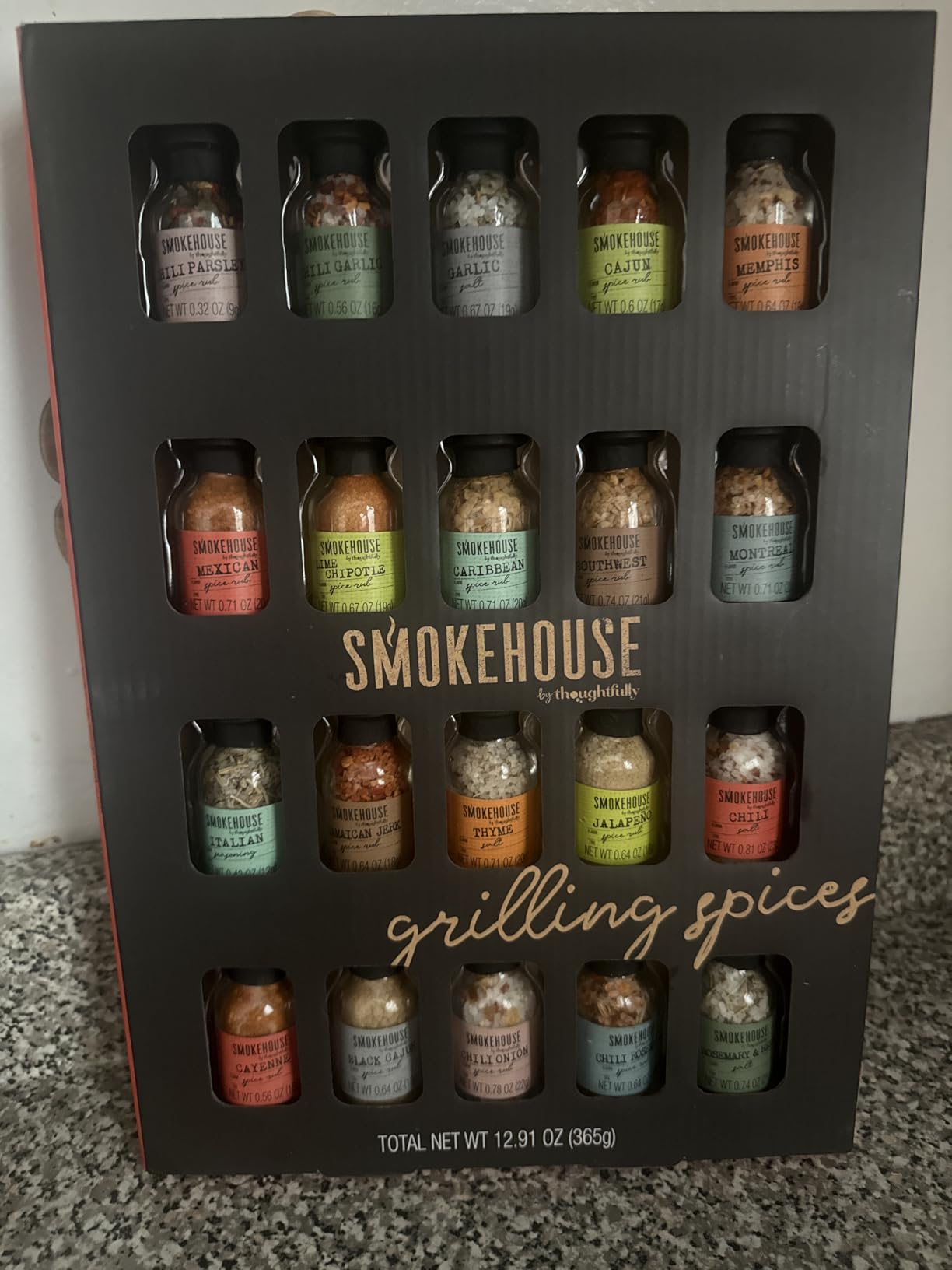 Smokehouse by Thoughtfully Ultimate Grilling Spice Set, Grill Seasoning Gift Set Flavors Include Chili Garlic, Rosemary and Herb, Lime Chipotle, Cajun Seasoning and More, Pack of 20 customer photo 1