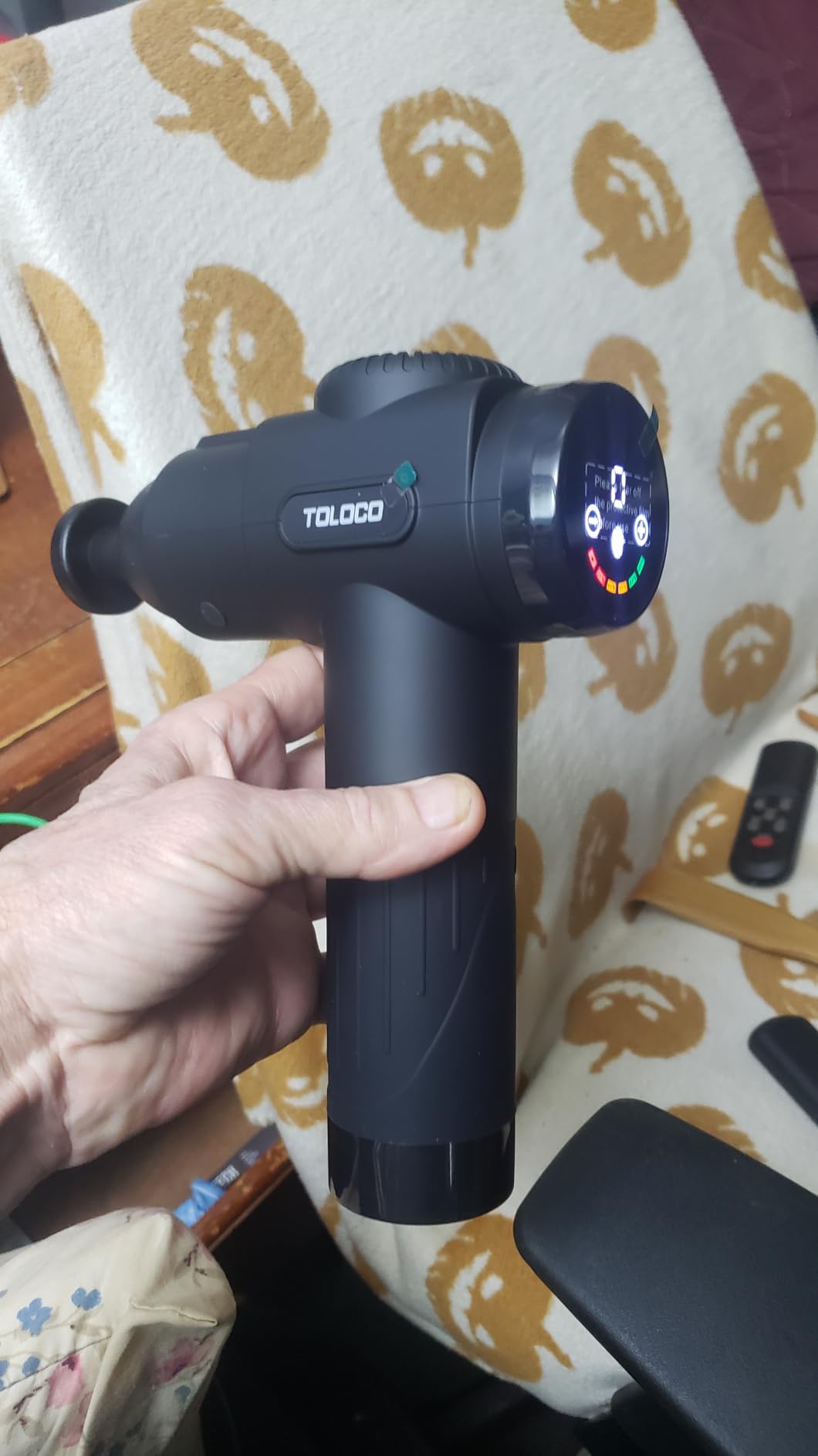 TOLOCO Massage Gun, Deep Tissue Back Massage for Athletes for Pain Relief, Percussion Massager with 10 Massages Heads & Silent Brushless Motor, Fathers Day Dad Gifts, Black customer photo 2