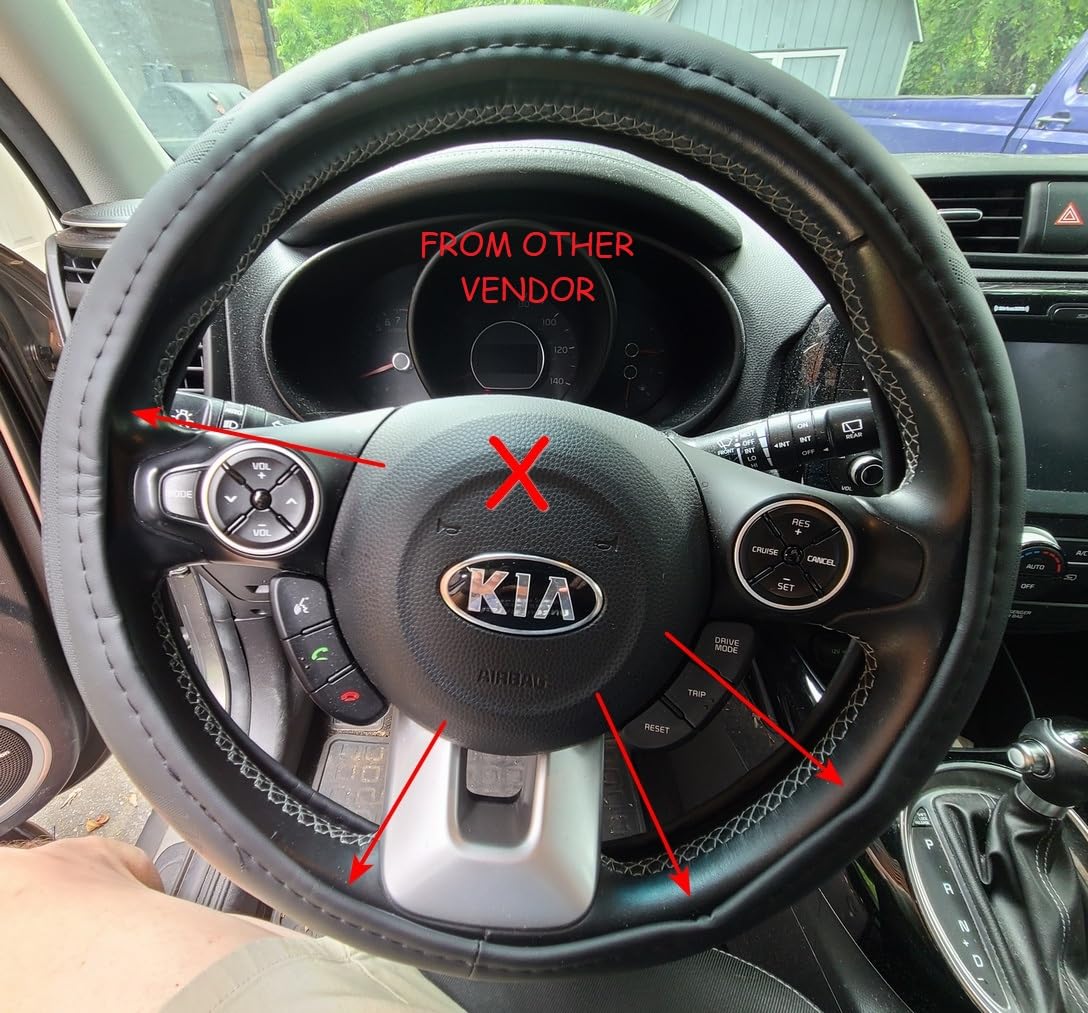 Magnelex Microfiber Leather Steering Wheel Cover - Black. Heat Resistant Anti-Slip Car Wheel Wrap - Compatible with Most Makes and Models of Cars and Trucks with 14.5 to 15 Inch Steering Wheels customer photo 1