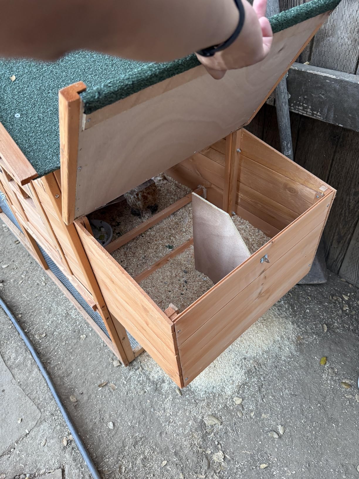 GOJOOASIS Wooden Chicken Coop for 2-5 Chickens Outdoor Wooden Hen House Poultry Pet Hutch for Backyard Outdoor w/Tray Run Cage & Nesting Box(A) customer photo 2