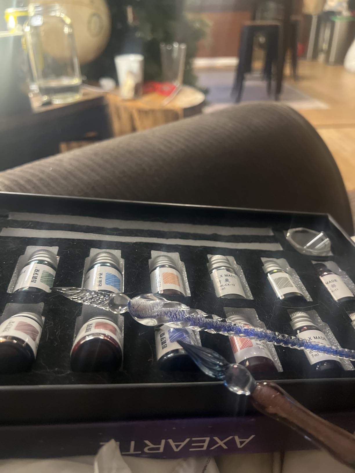 AXEARTE Glass Dip Calligraphy Pen Set, 18-Pieces 14 Color Inks, Pen Holder, Cleaning Cup, 2 Crystal Glass Pens for Art, Writing, Drawing, Signatures customer photo 2