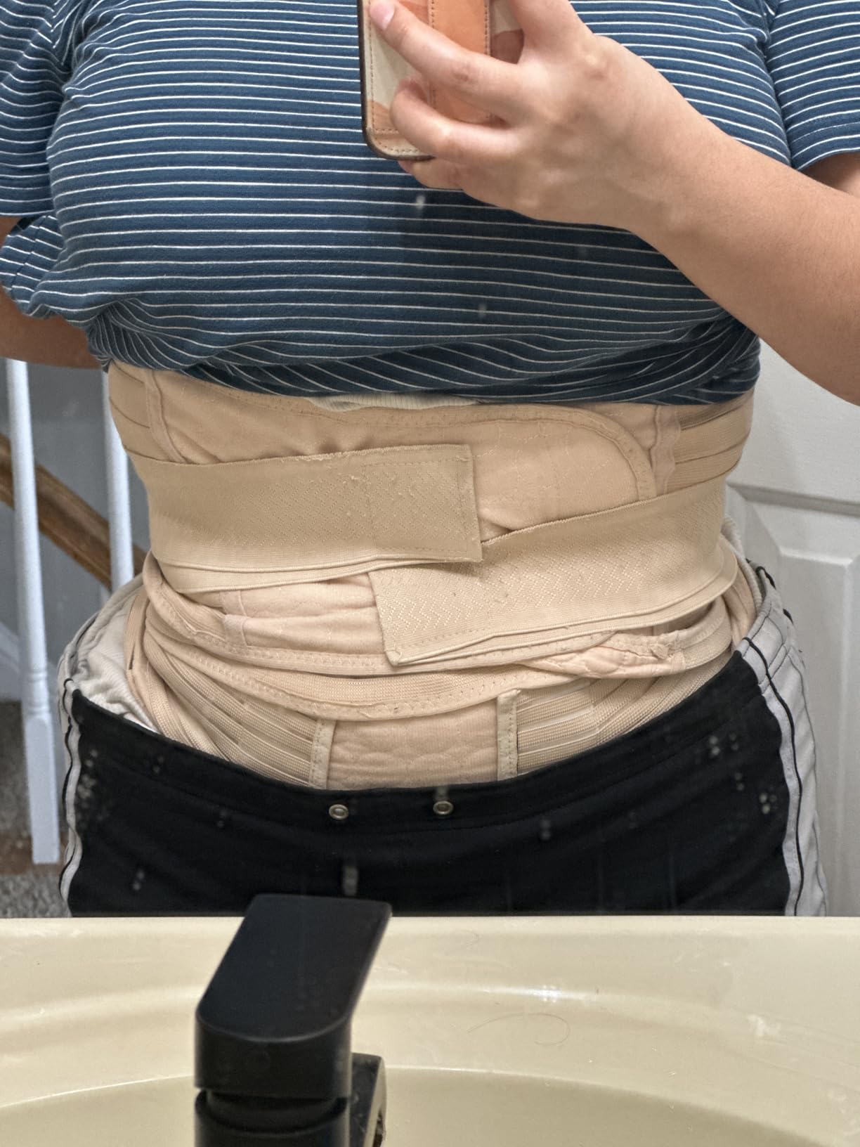 ChongErfei 3 in 1 Postpartum Belly Wrap - Recovery Belly/Waist/Pelvis Belt Black Postpartum Belly Band, Black L customer photo 1