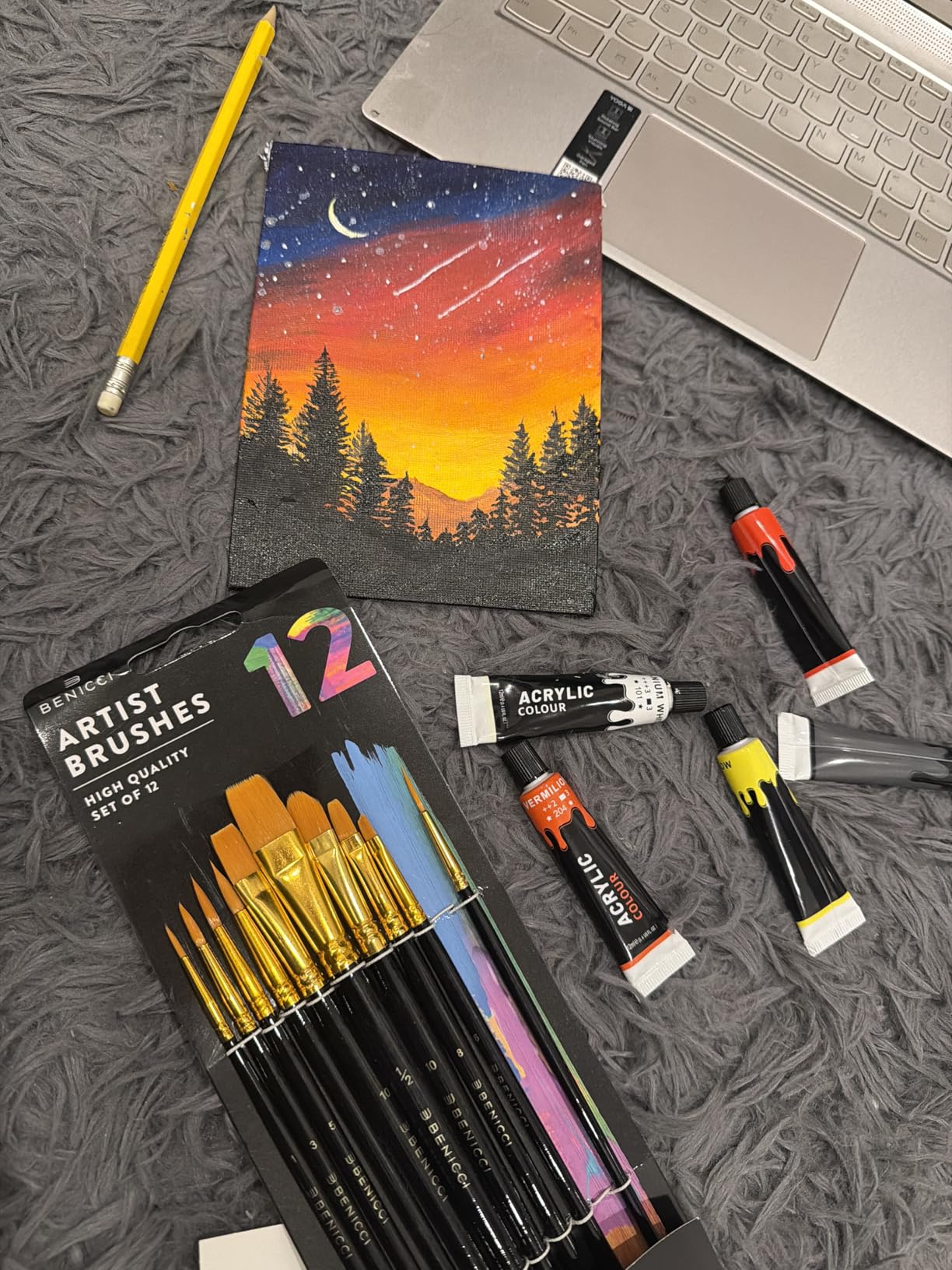 Professional Artist Paint Brush Set of 12 - Painting Brushes Kit for Kids, Adults Fabulous for Canvas, Watercolor & Fabric - for Beginners and Professionals - Great for Water, Oil or Acrylic Painting customer photo 2