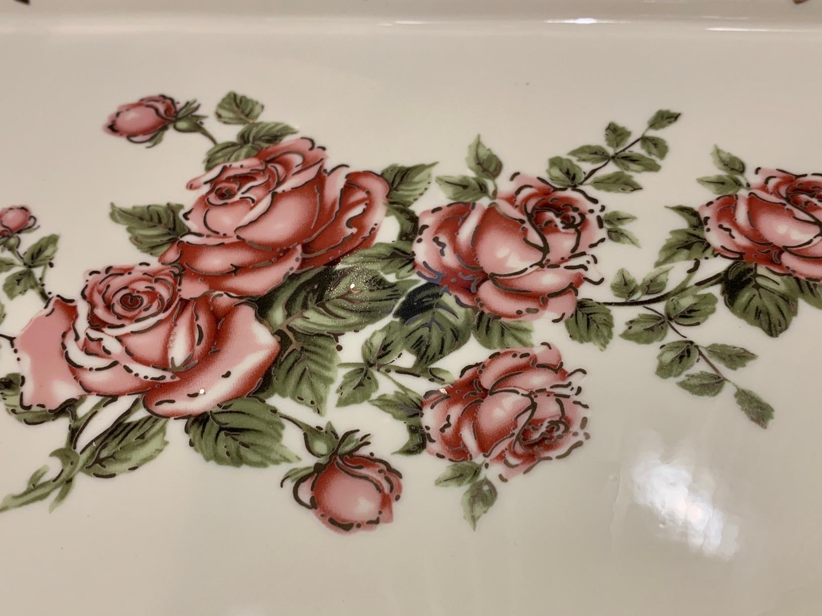 YOLIFE Ceramic Rose Serving Tray, Decorative Platter for Tea Party - 13.5 inch customer photo 1