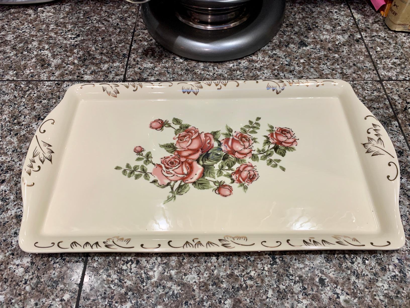 YOLIFE Ceramic Rose Serving Tray, Decorative Platter for Tea Party - 13.5 inch customer photo 2