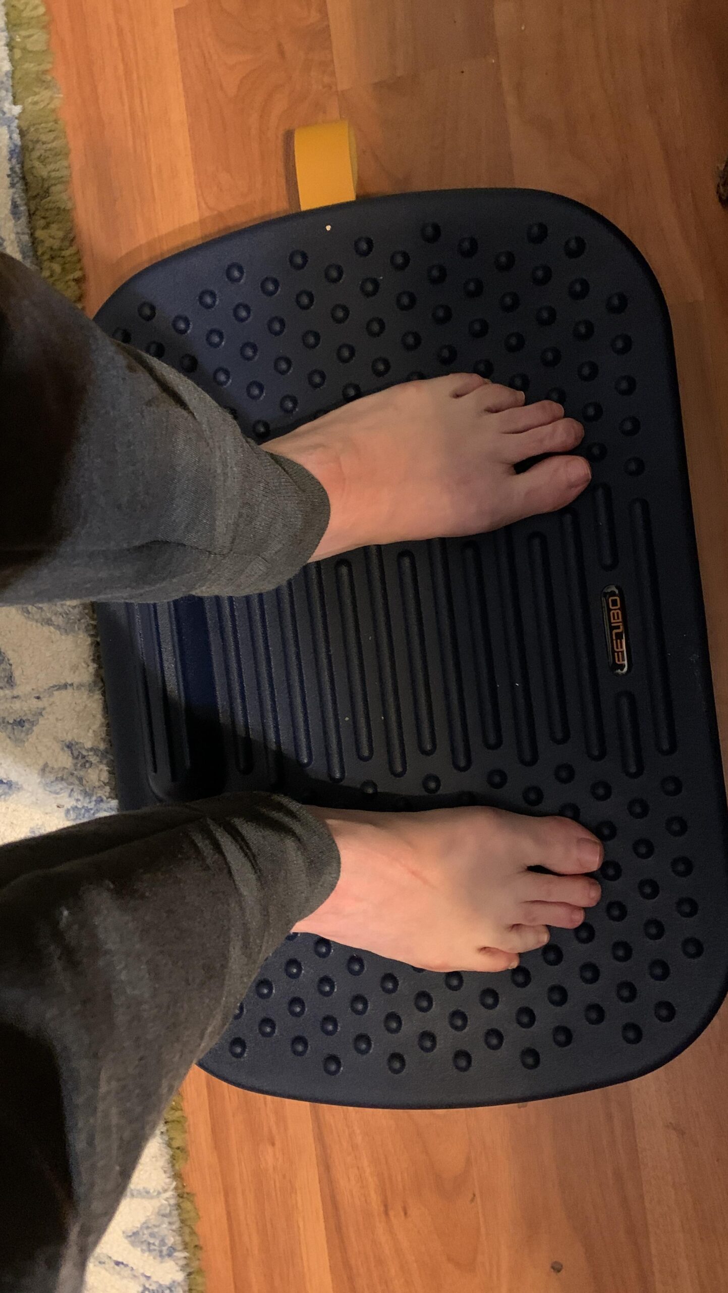 FEZIBO Standing Desk Mat with Anti Fatigue Bar - Wooden Wobble Balance Board customer photo 1