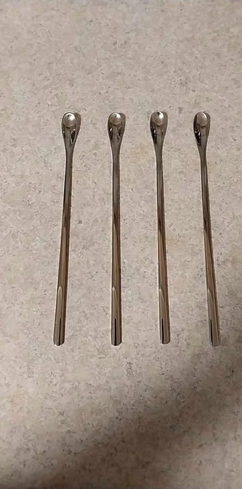 Delove Stainless Steel Coffee Stirring Spoon Beverage Cocktail Stirrers Stir Cocktail Drink Mixing Swizzle Stick- Tiny Salt Condiment Spoon - Reusable - Set of 4 (7.6-Inch) customer photo 1