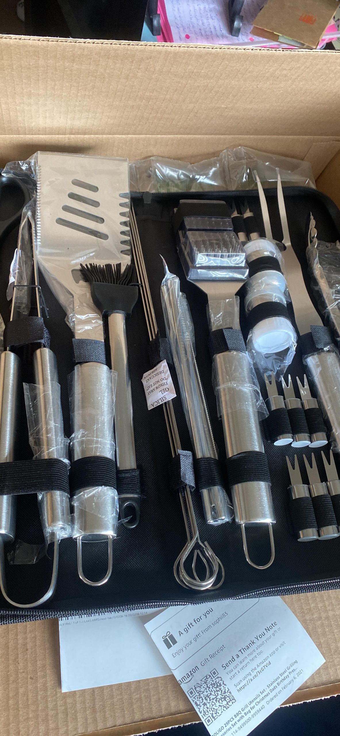 POLIGO 29 PCS BBQ Grill Accessories Stainless Steel BBQ Tools Grilling Tools Set with Storage Bag for Fathers Day Dads Birthday Presents - Camping Grill Utensils Set Ideal Grilling Gift for Men Silver customer photo 2