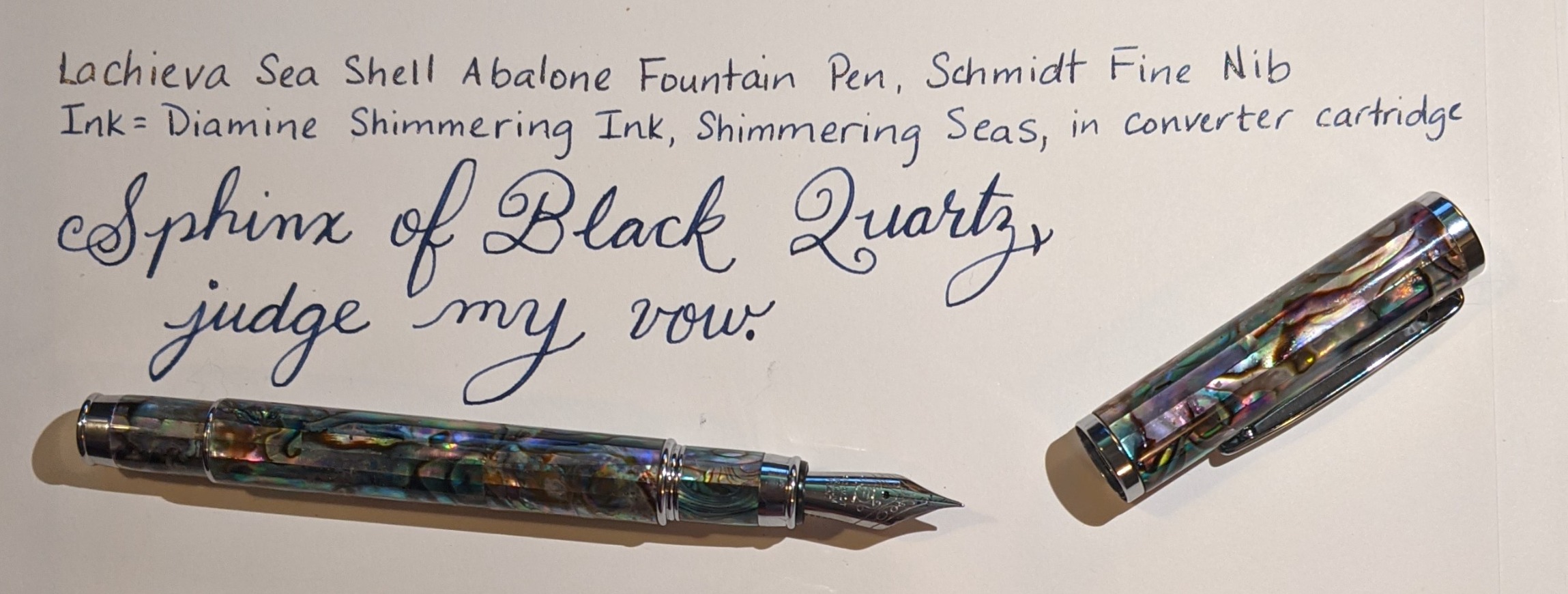 LACHIEVA LUX Abalone Shell Fountain Pen - German-Made Fine Nib, Smooth Ink Flow, Ink Converter Included, Handcrafted Natural Shell customer photo 1