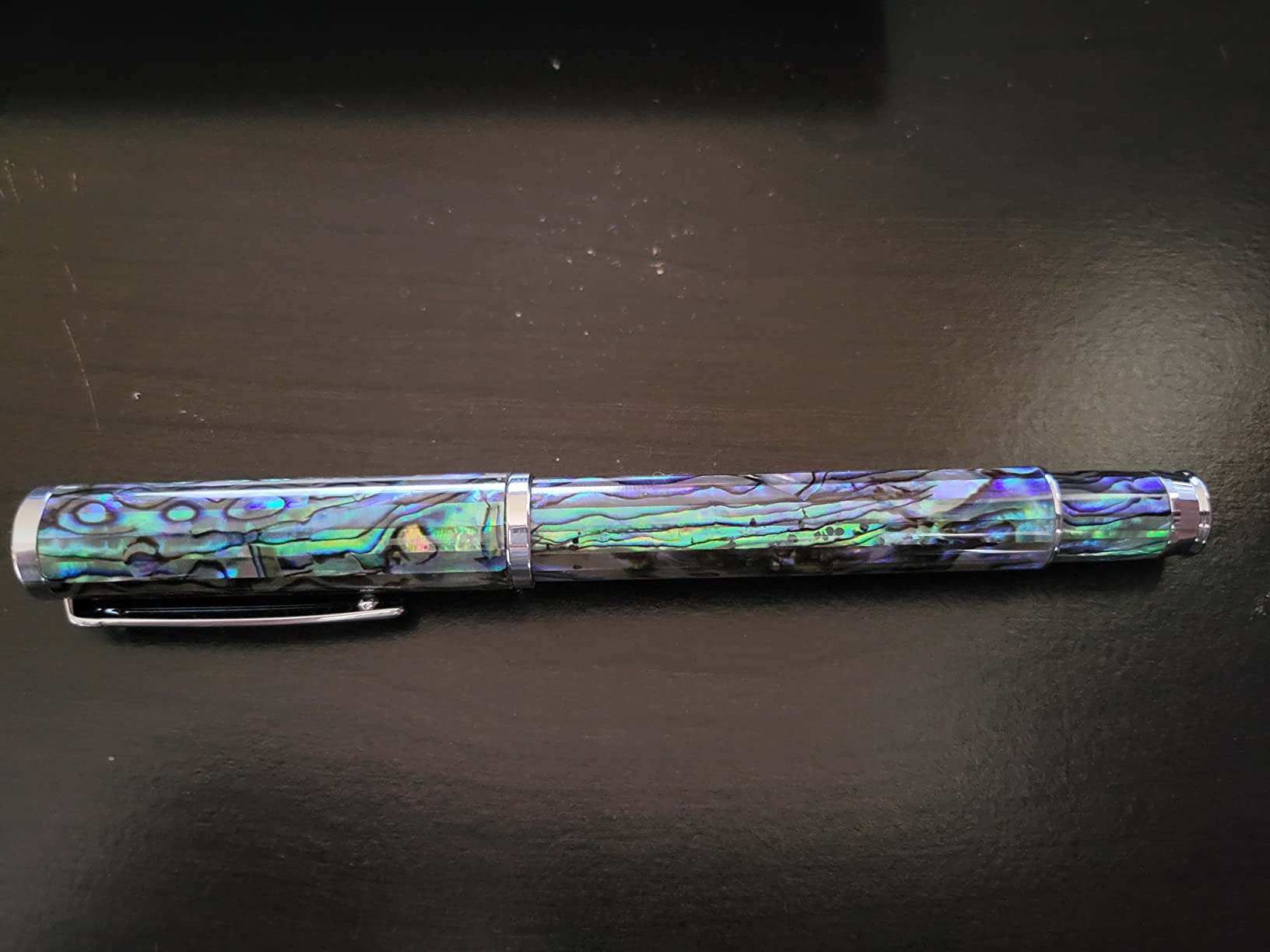 LACHIEVA LUX Abalone Shell Fountain Pen - German-Made Fine Nib, Smooth Ink Flow, Ink Converter Included, Handcrafted Natural Shell customer photo 2