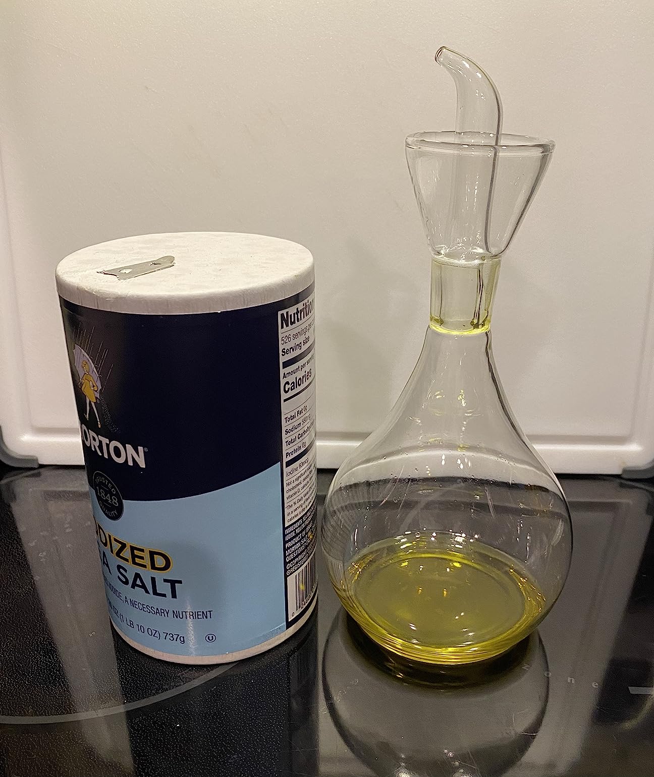 HAIZEEN 13ounce/ 380 ml Clear Glass Olive Oil Dispenser Bottle - Oil & Vinegar Cruet with Pourers and NO Funnel Needed customer photo 2