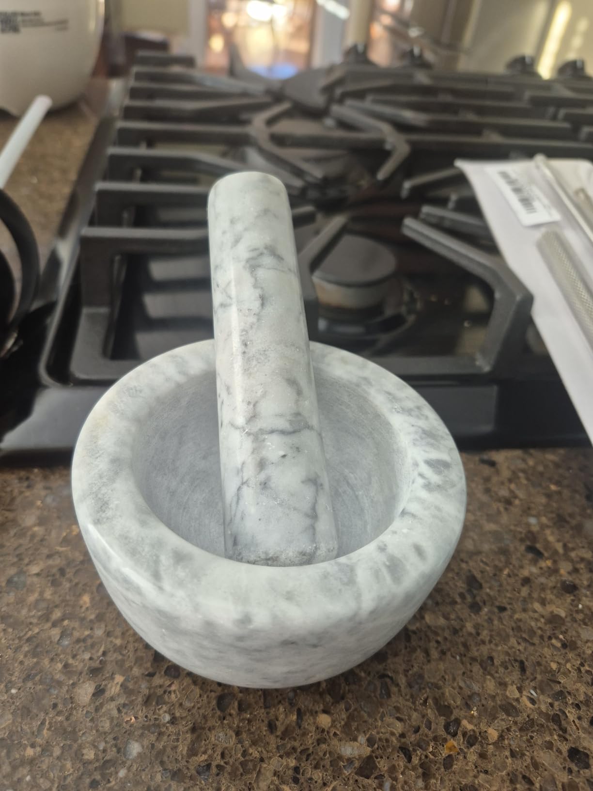 Tera Marble Mortar and Pestle Set Small Bowl Solid Stone Grinder Spice Herb Grinder Pill Crusher (Black, Diameter 4.64