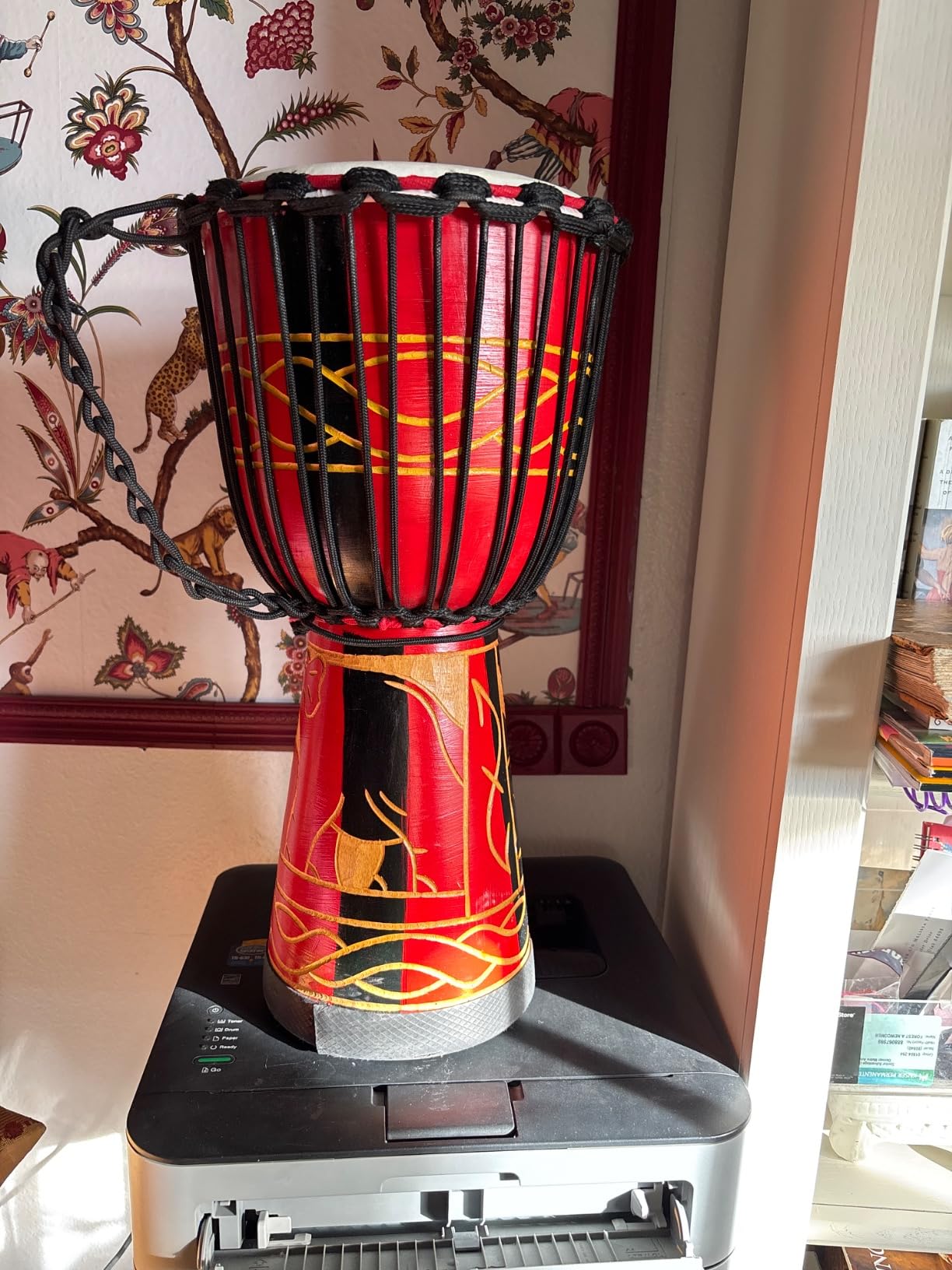 Djembe Drum, AKLOT African Drum Hand-Painted 10'' x 20'' Mahogany Goatskin Drumhead for Starter Beginners Adult for Over 8 Years Old customer photo 1