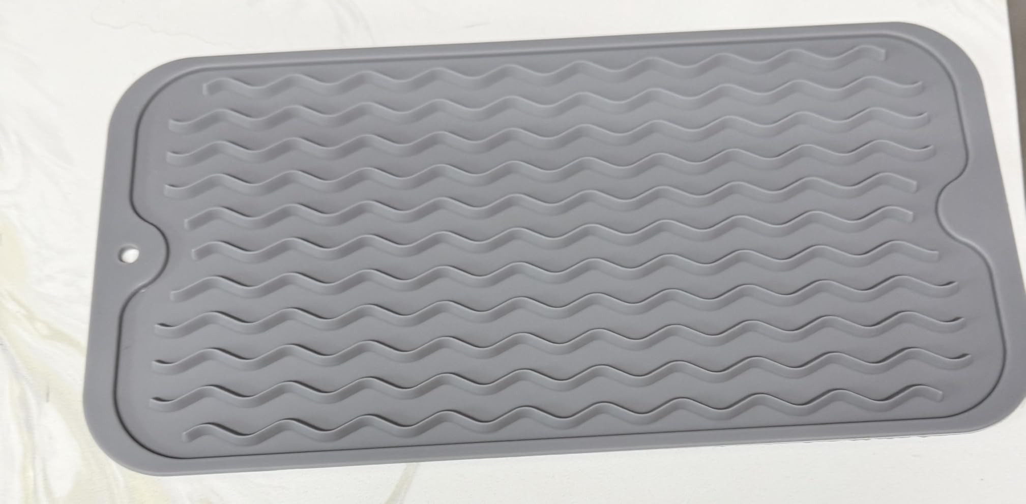 MicoYang Silicone Dish Drying Mat for Kitchen Counter or Sink, Refrigerator or Drawer Liner, Easy Clean, Eco-Friendly, Heat-Resistant, Grey, 16 inches x 12 inches customer photo 1