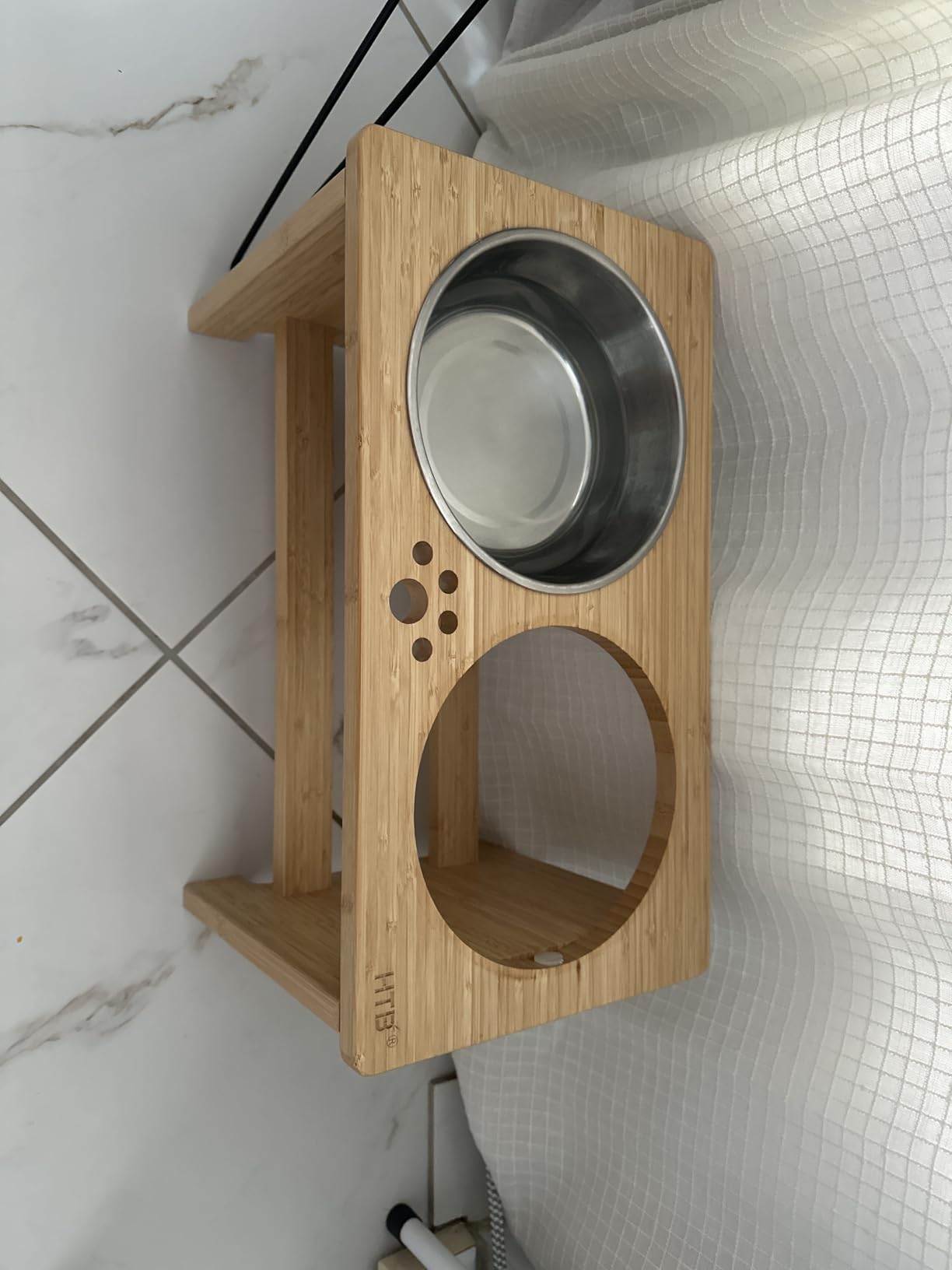 HTB Elevated Dog Bowls,Raised Dog Bowl Stand with 2 Stainless Steel Bowls,Elevated Raised Dog Bowls for Large Medium Small Sized Dogs customer photo 1