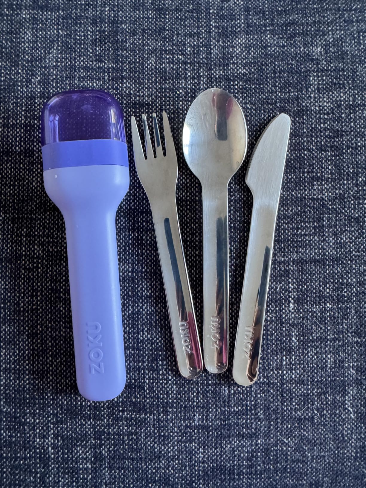 ZOKU Pocket Utensil Set, Charcoal - Stainless Steel Fork, Knife, and Spoon Nest in Hygienic Case - Portable Design for Travel, School, Work, Picnics, Camping and Outdoor Home Use customer photo 1