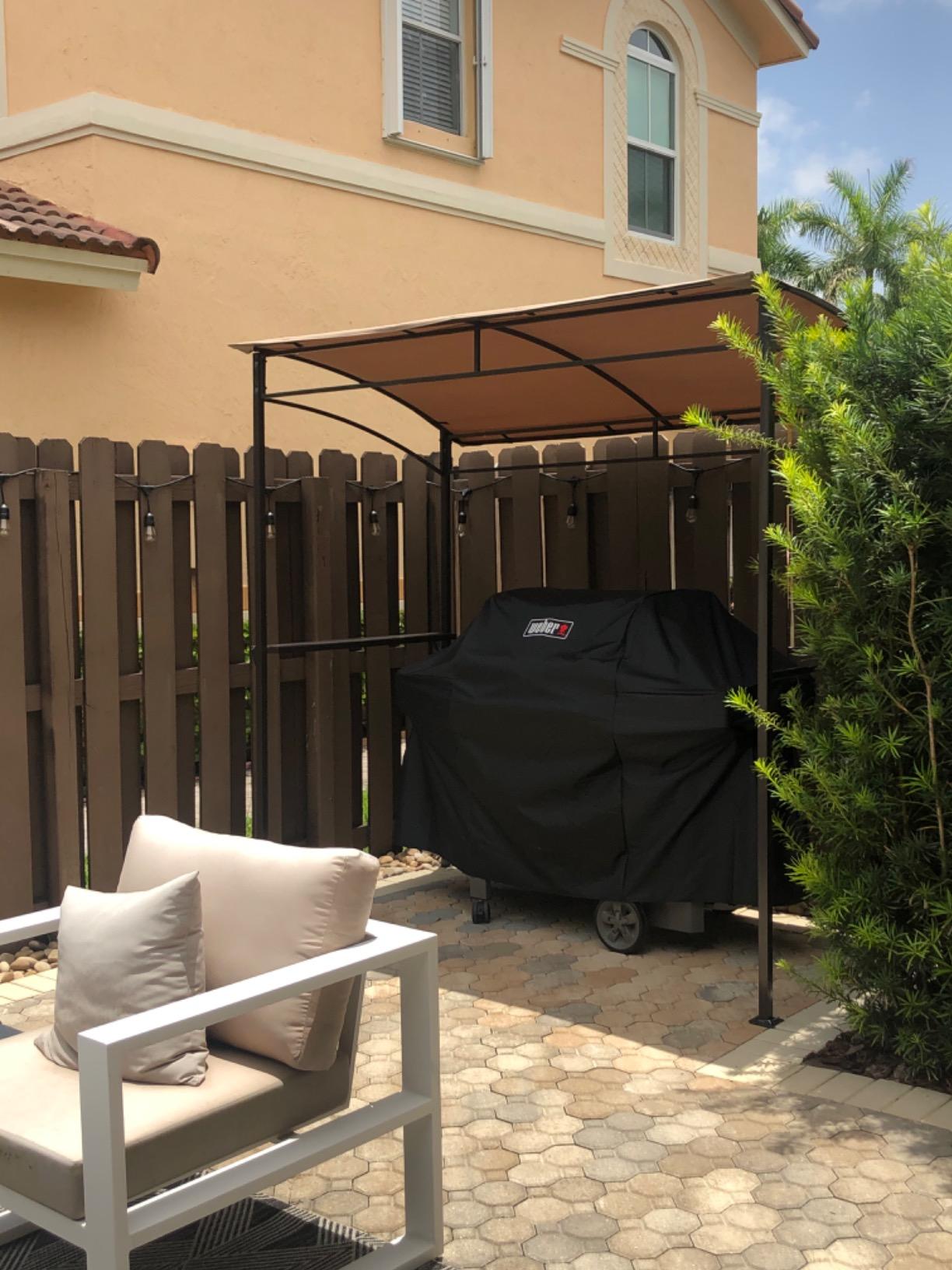 Tangkula 7ft Grill Gazebo, Patio Barbecue Canopy with Serving Shelf and Storage Hooks, Curved Grill Shelter w/Heavy-Duty Steel Frame Sunshade Gazebo for Outdoor Garden (Coffee) customer photo 1