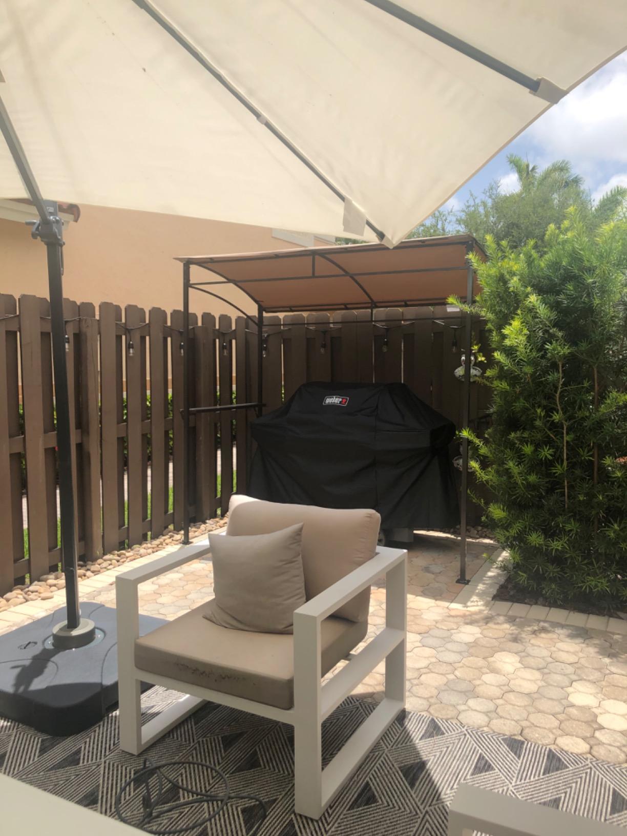 Tangkula 7ft Grill Gazebo, Patio Barbecue Canopy with Serving Shelf and Storage Hooks, Curved Grill Shelter w/Heavy-Duty Steel Frame Sunshade Gazebo for Outdoor Garden (Coffee) customer photo 2