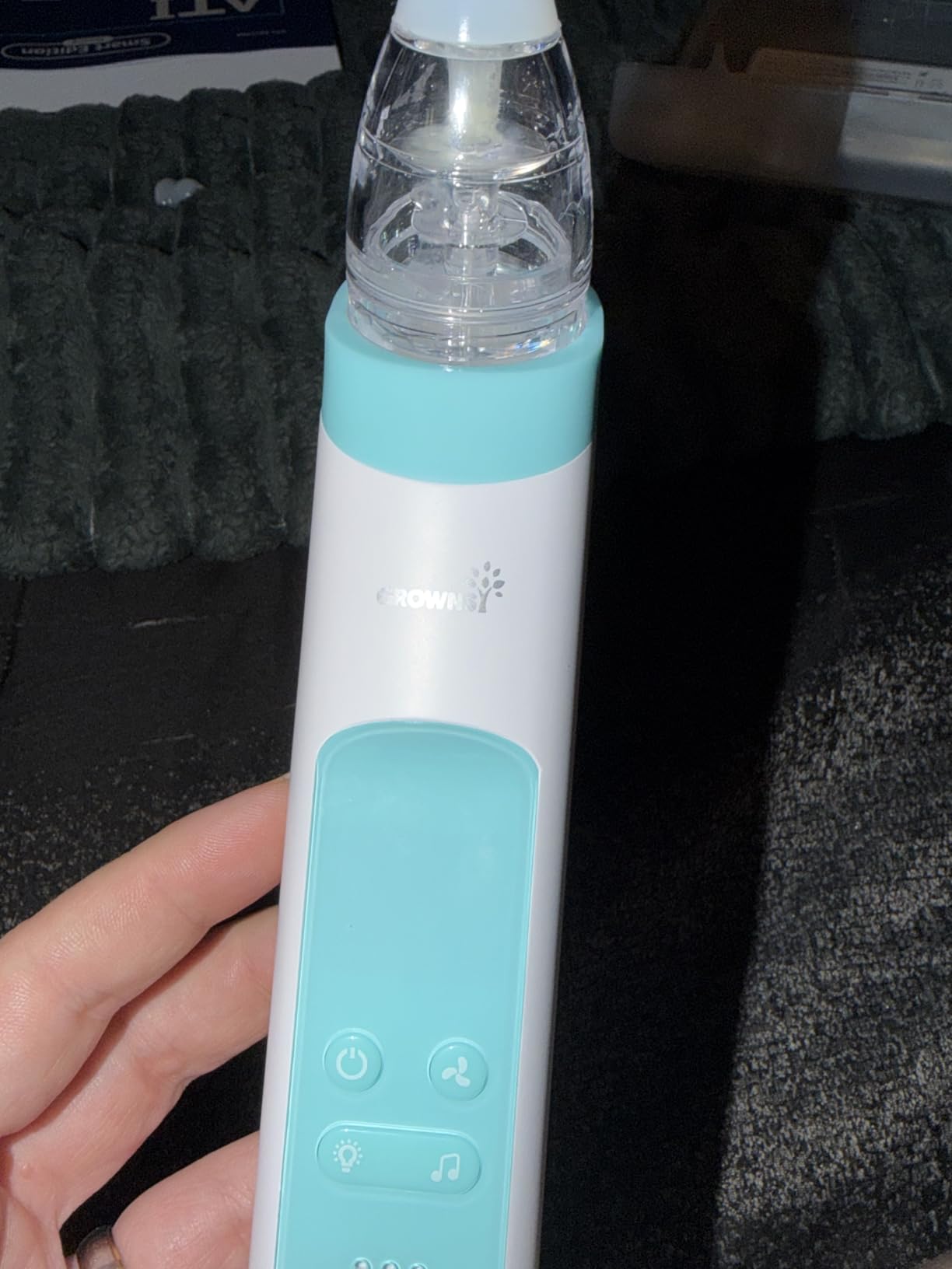 GROWNSY Nasal Aspirator for Baby, Electric Baby Nose Sucker with Larger Suction Chamber and More Powerful Suction, Automatic Nose Cleaner with Music and Light Soothing Function customer photo 1